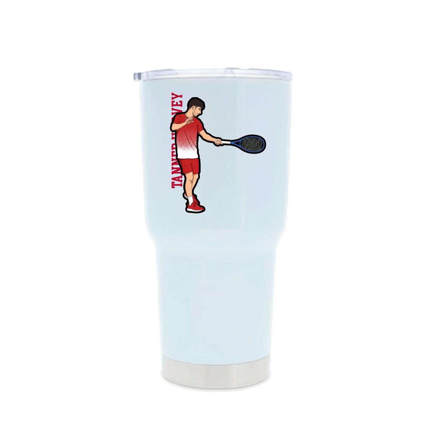 30oz Stainless Steel Tumbler — Name Vertical in White