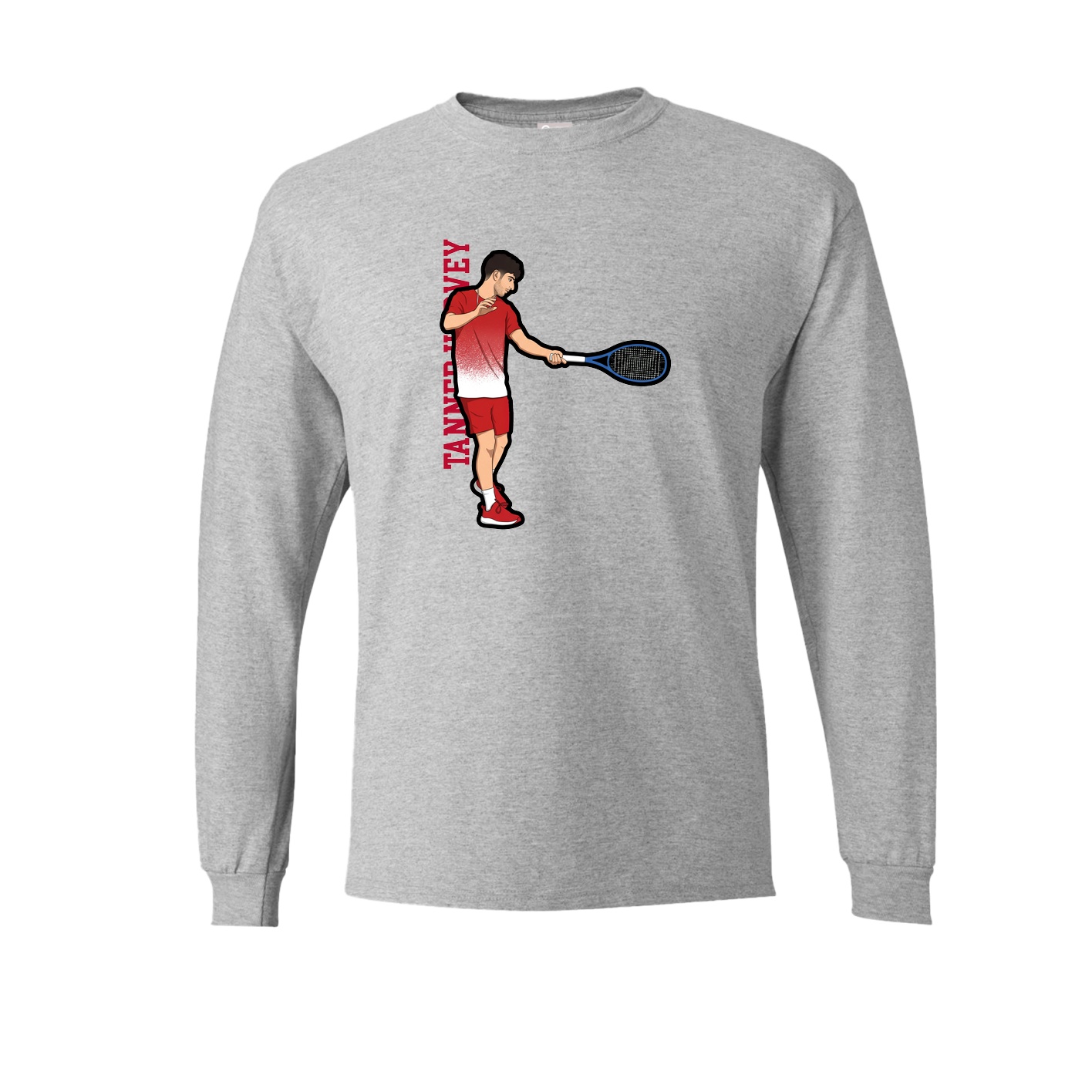 Long Sleeve Tee — Name Vertical in Grey