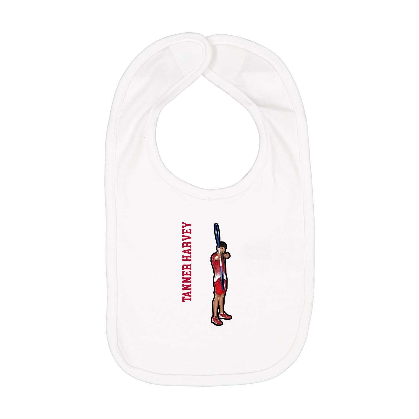 Infant Bib — Name Vertical in White
