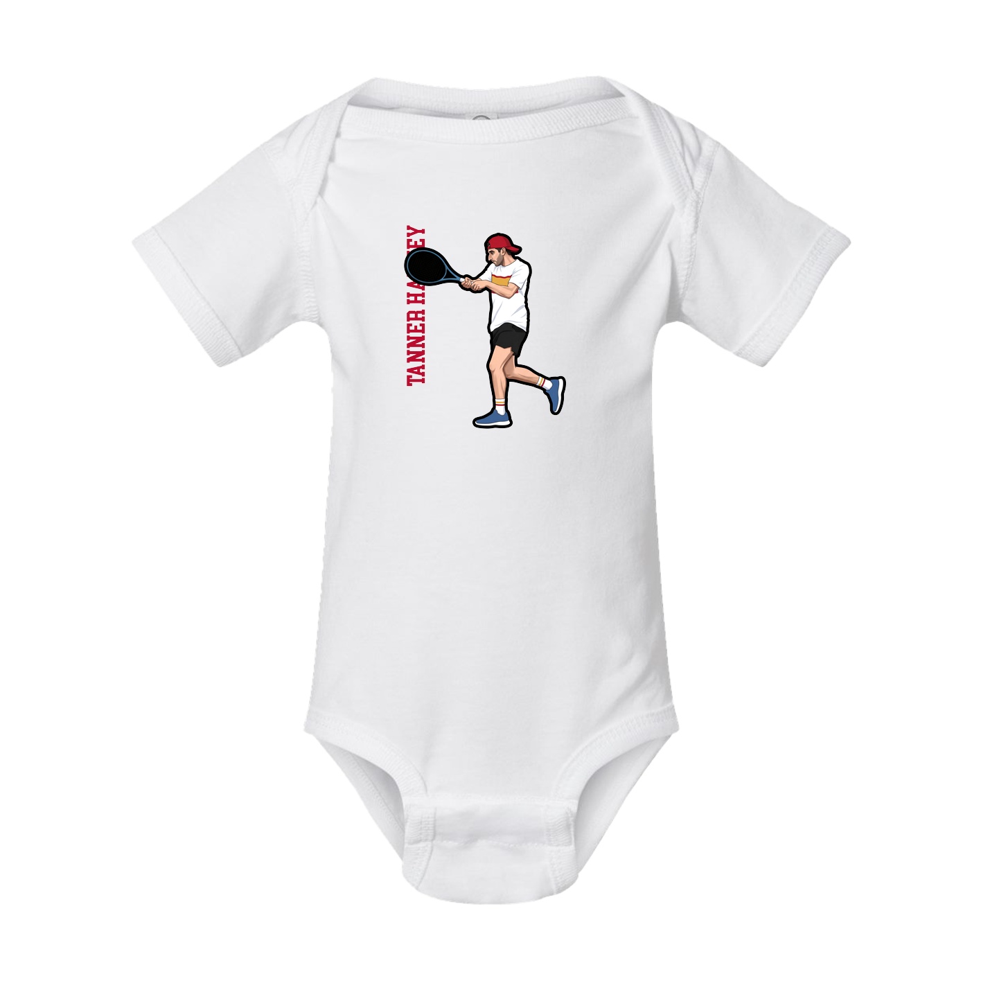 Baby Onesie — Name Vertical in White