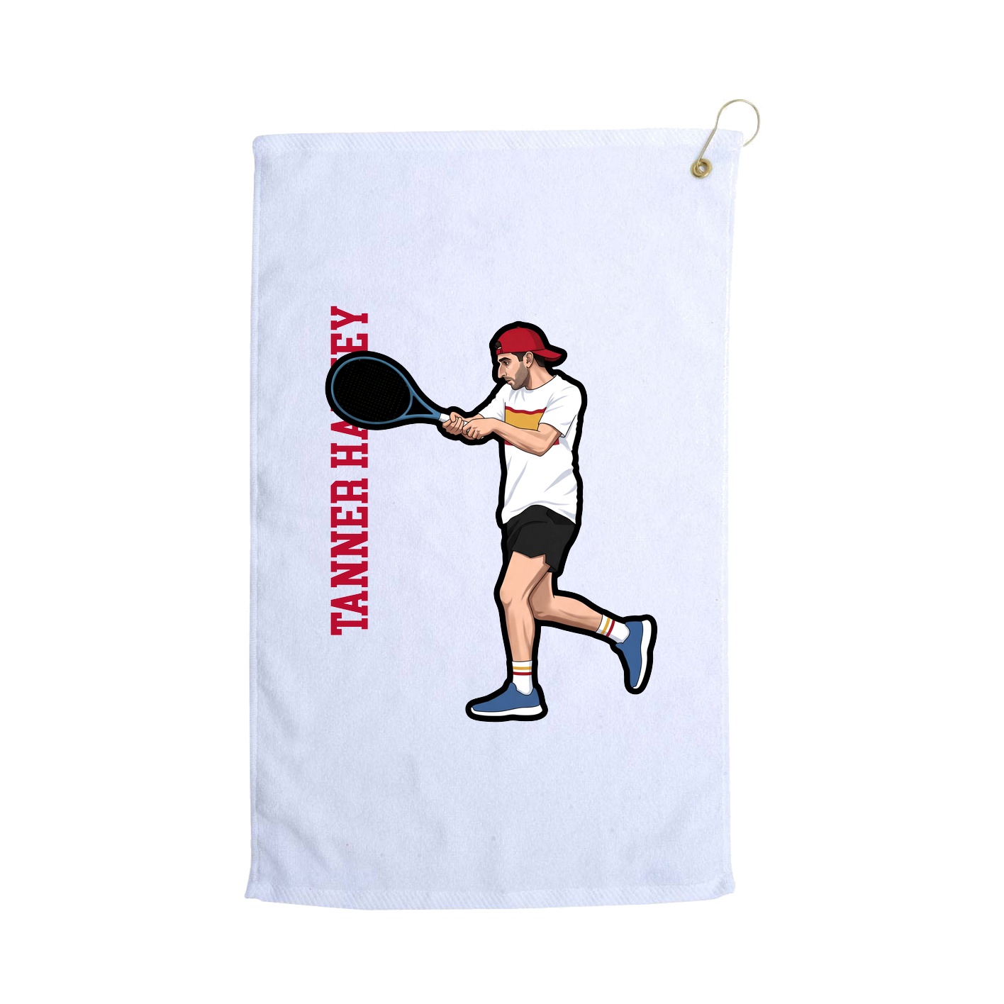 Golf Towel — Name Vertical in White