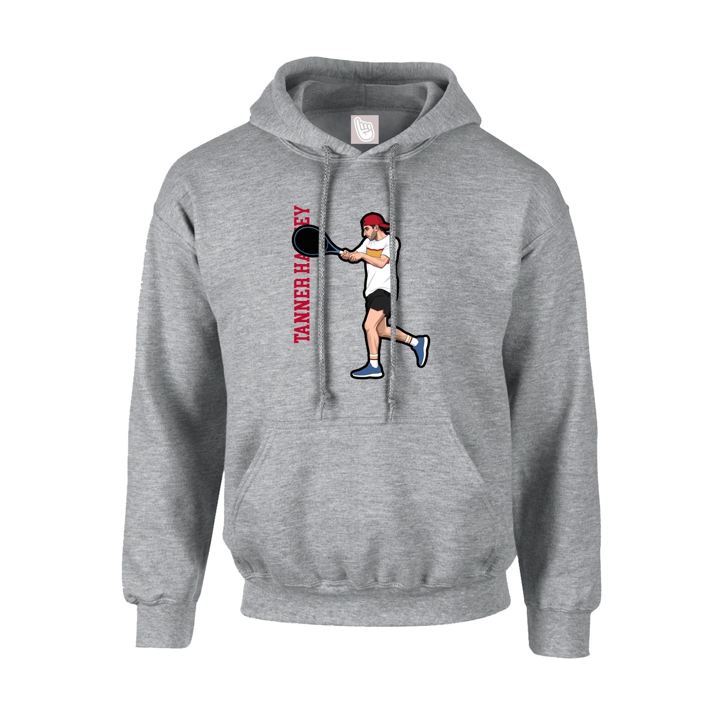 Hoodie — Name Vertical in Grey