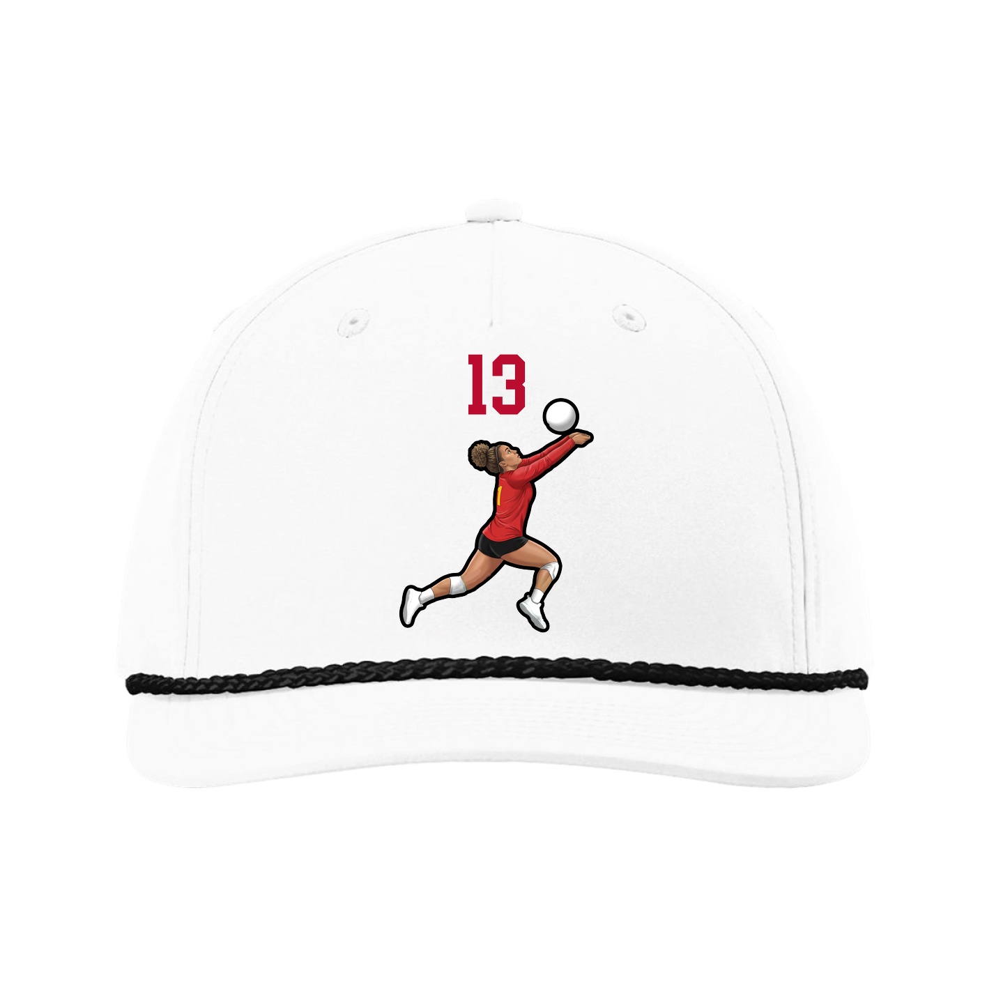 Five-Panel Classic Rope Cap — Number Top in White