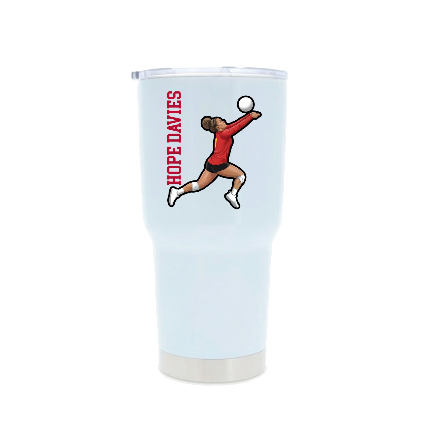 30oz Stainless Steel Tumbler — Name Vertical in White