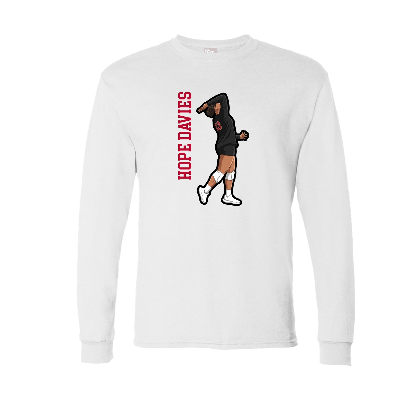 Long Sleeve Tee — Name Vertical in White