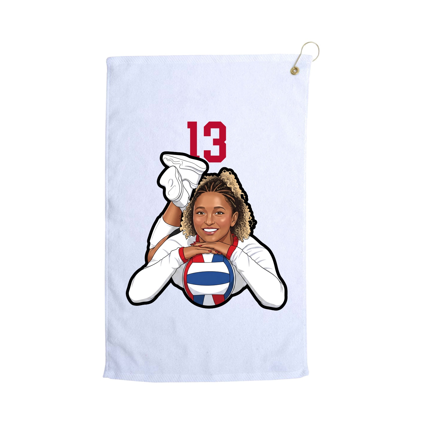 Golf Towel — Number Top in White
