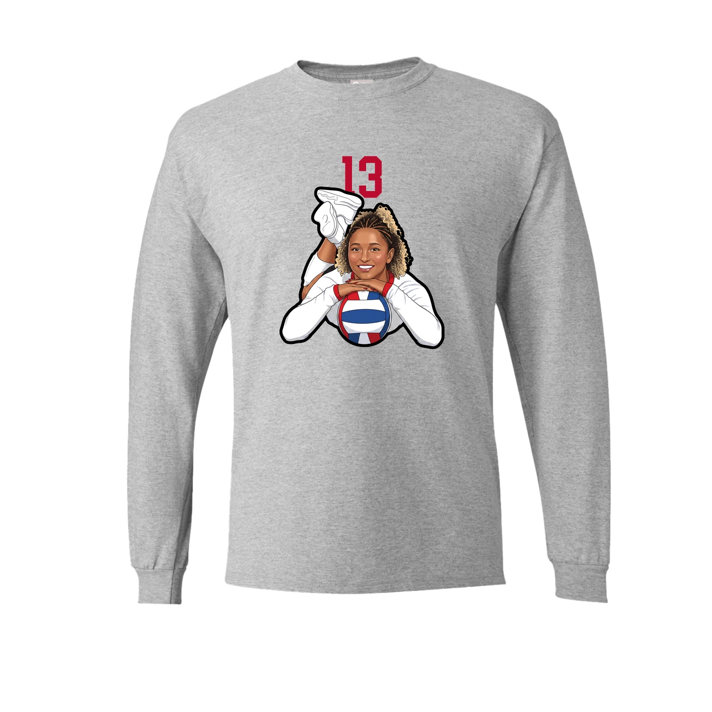 Long Sleeve Tee — Number Top in Grey