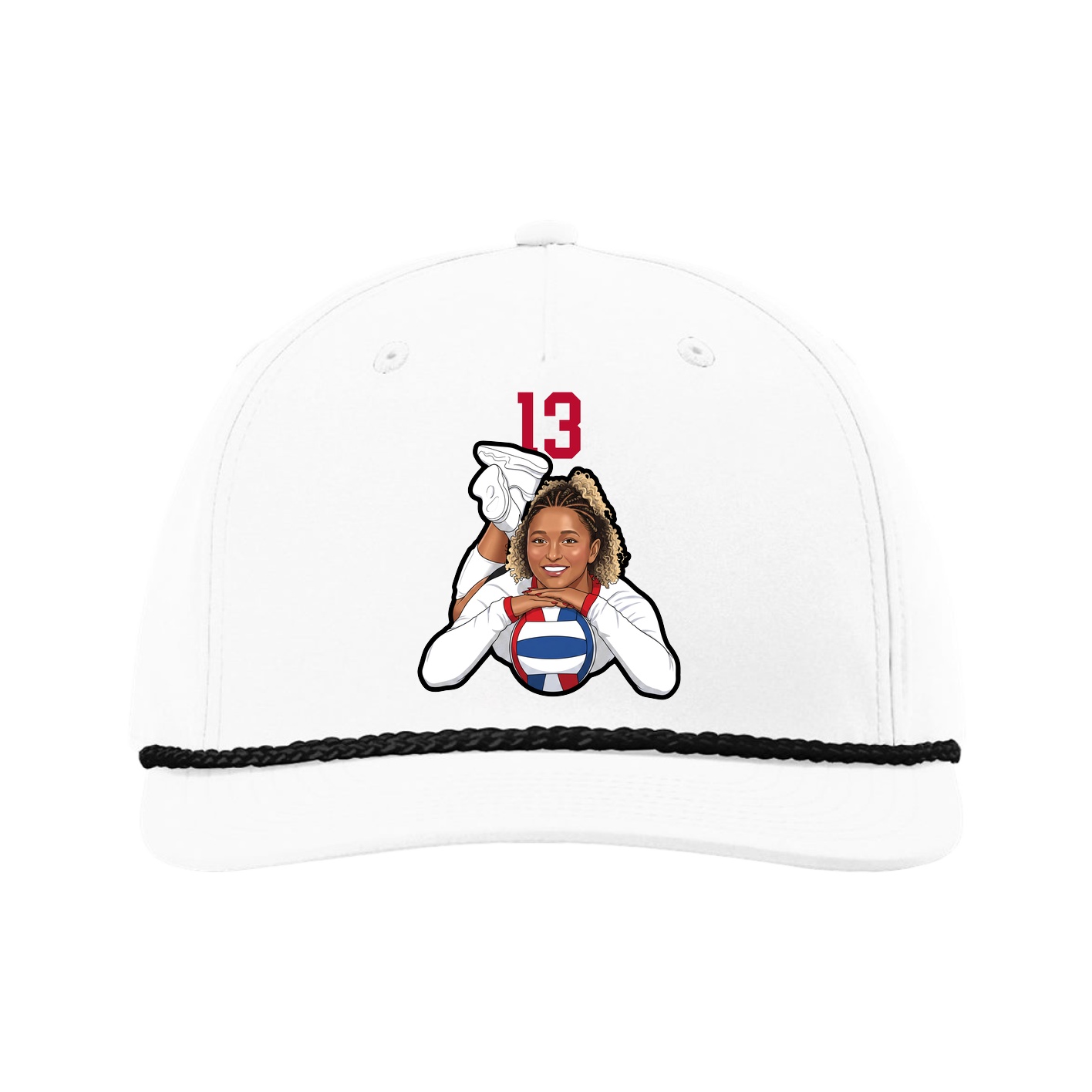 Five-Panel Classic Rope Cap — Number Top in White