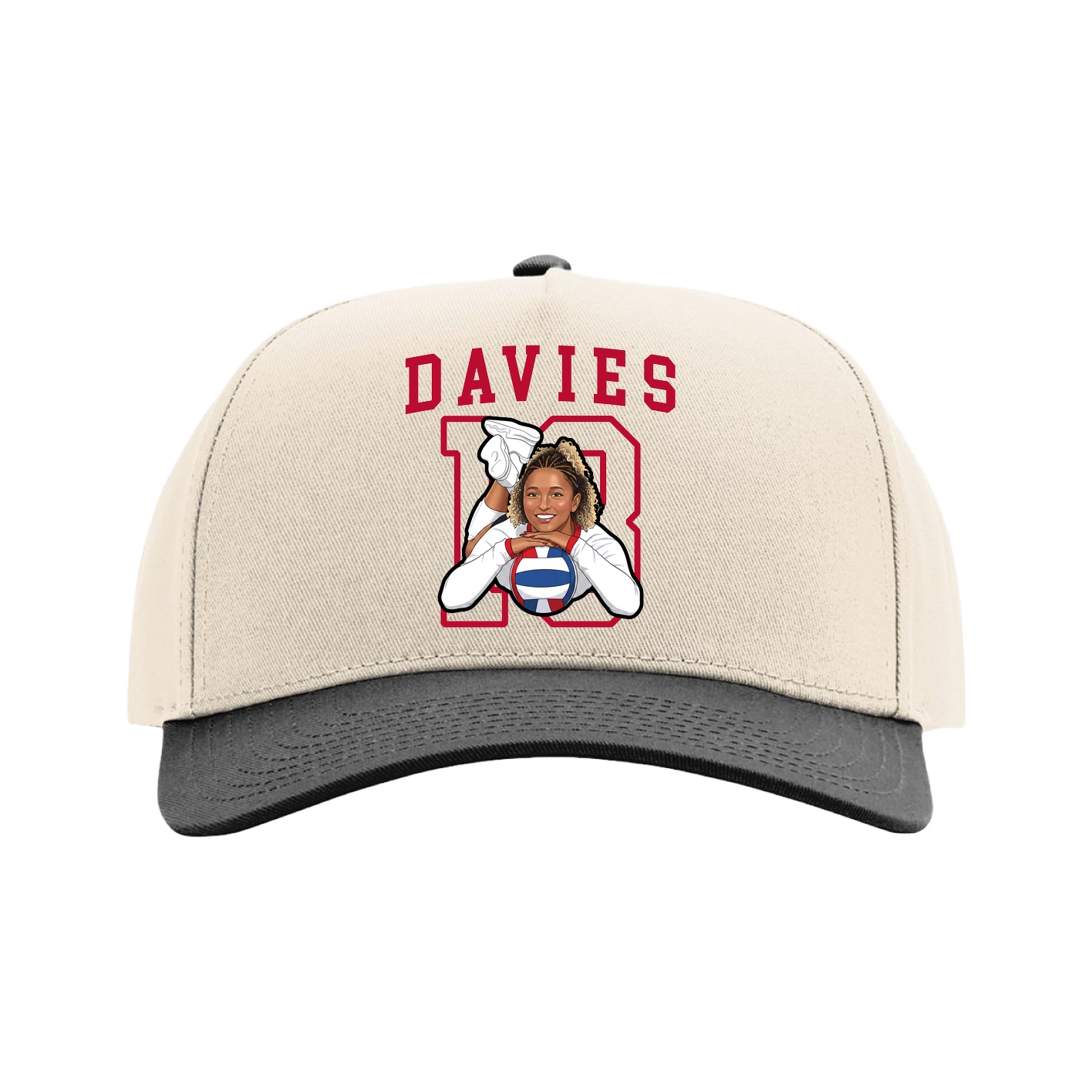 Full Fabric Five-Panel Champ Cap — Shirsey in Cream/Black