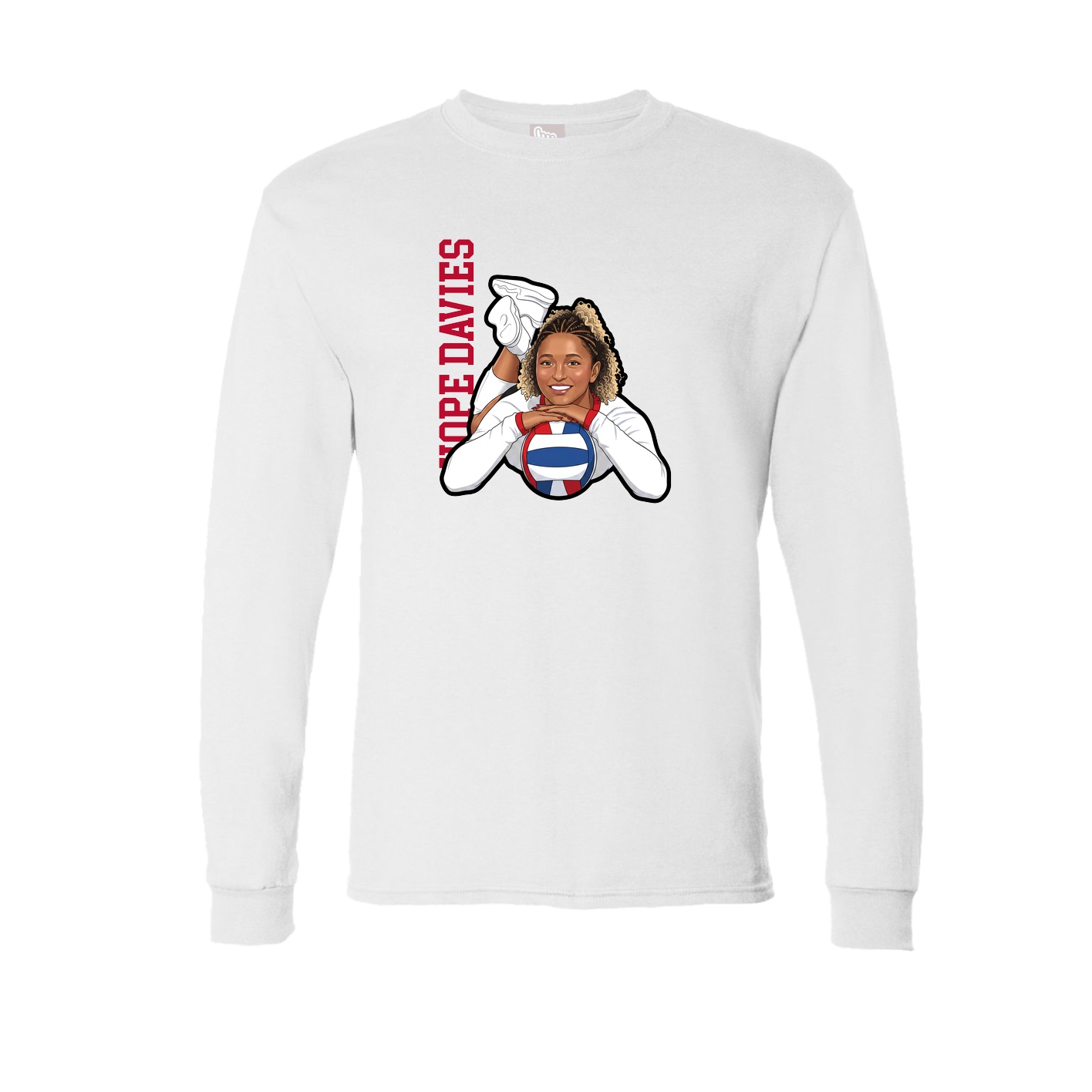 Long Sleeve Tee — Name Vertical in White