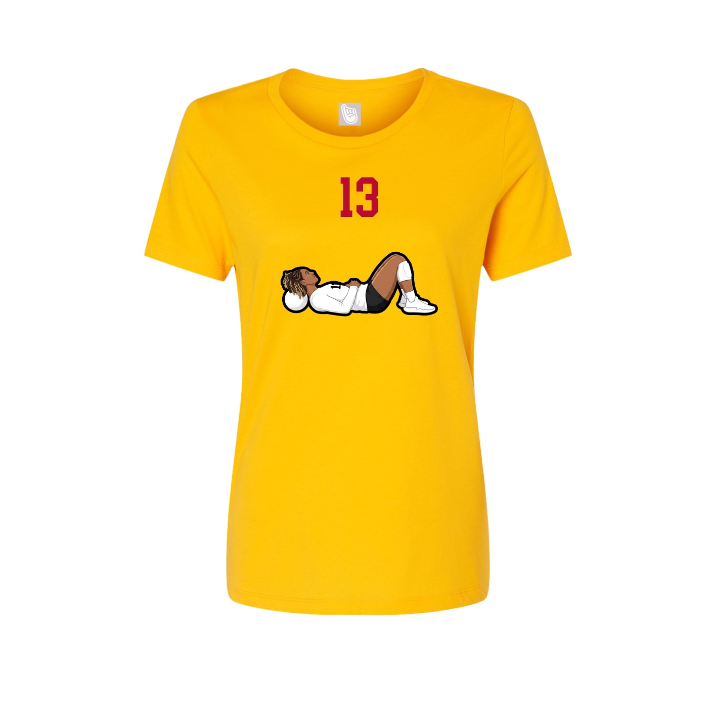 Fitted Women's Tee — Number Top in Gold