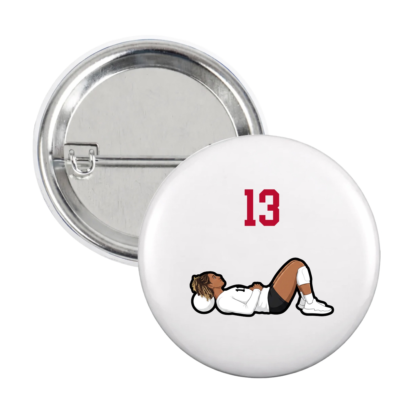 Game Day Button — Number Top in White