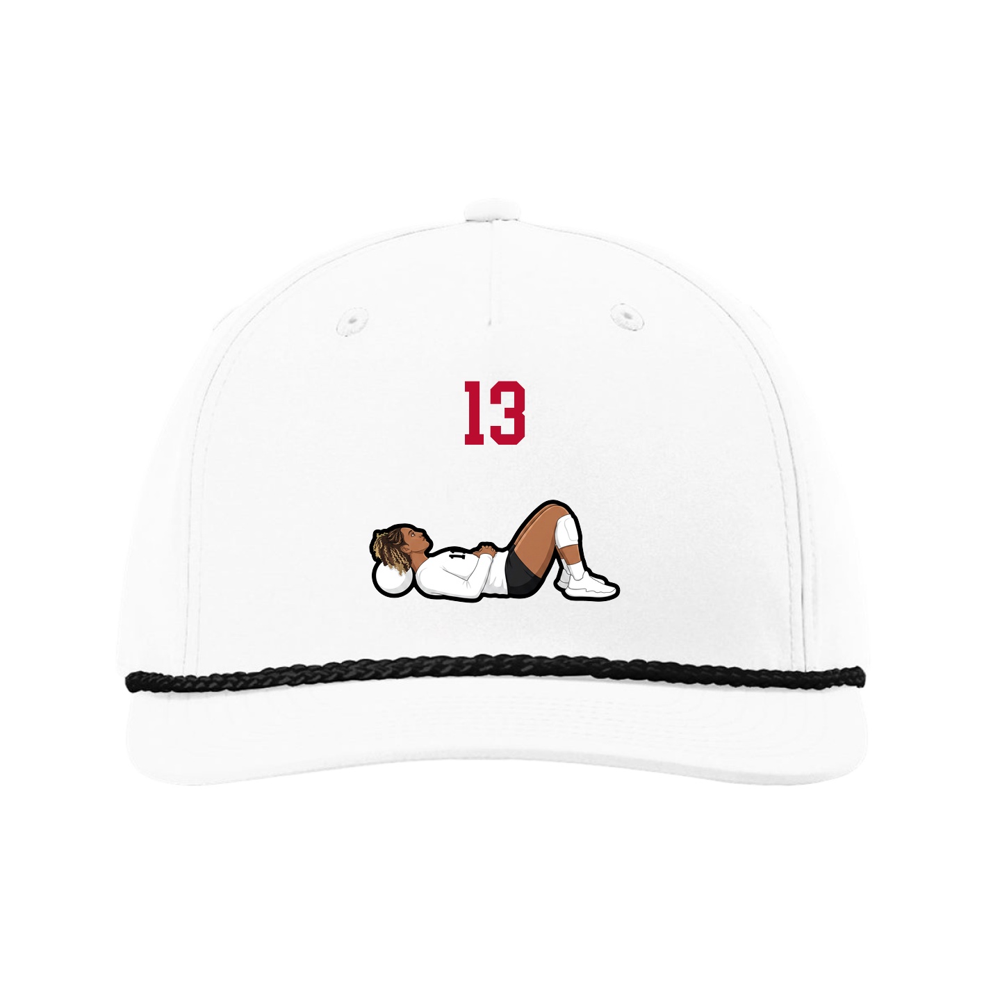 Five-Panel Classic Rope Cap — Number Top in White