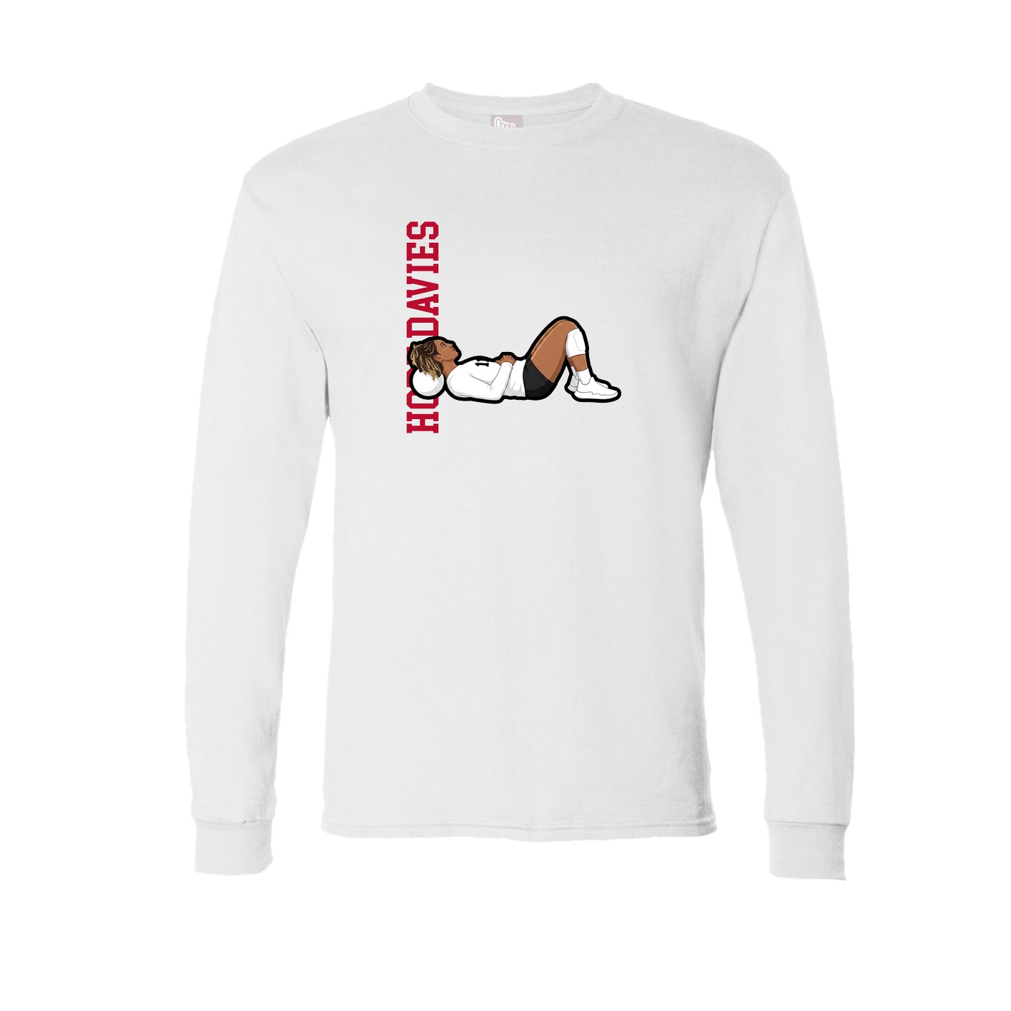 Long Sleeve Tee — Name Vertical in White