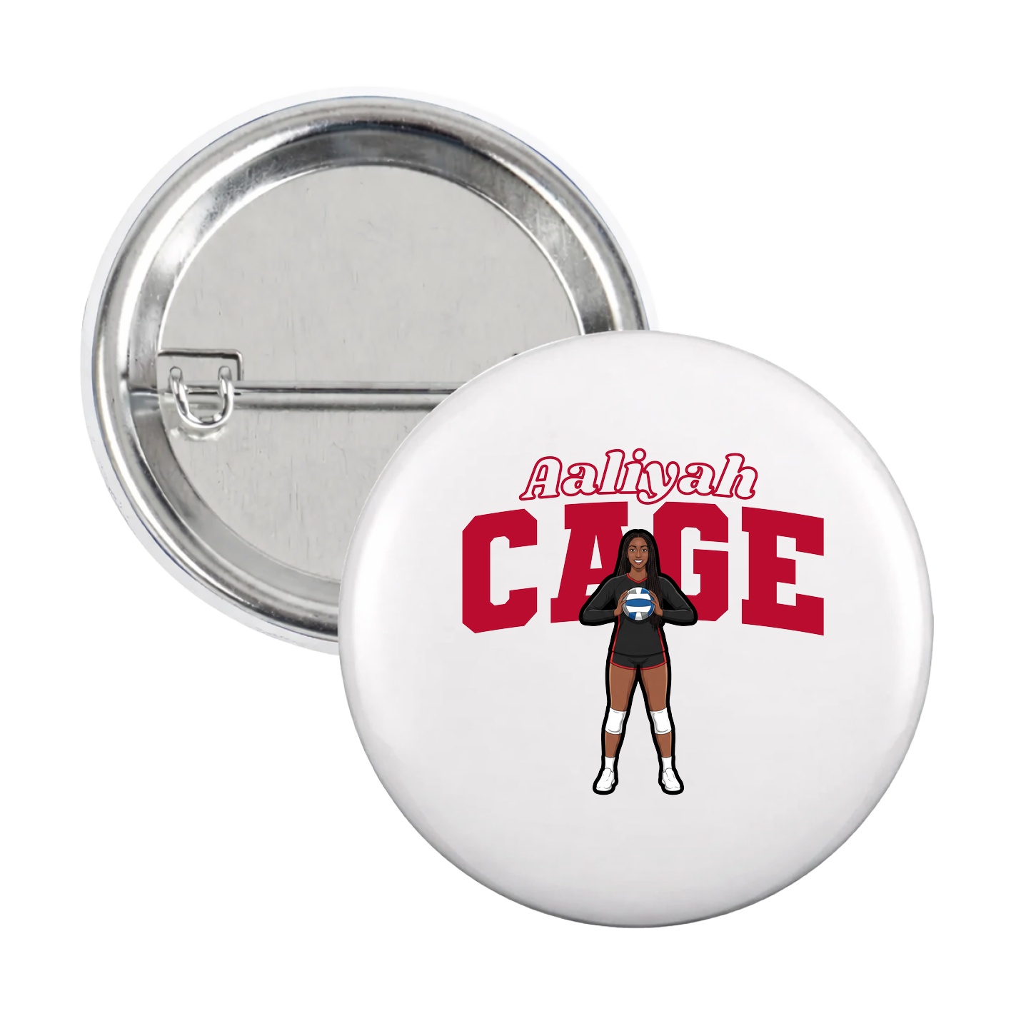Game Day Button — Name Arch in White