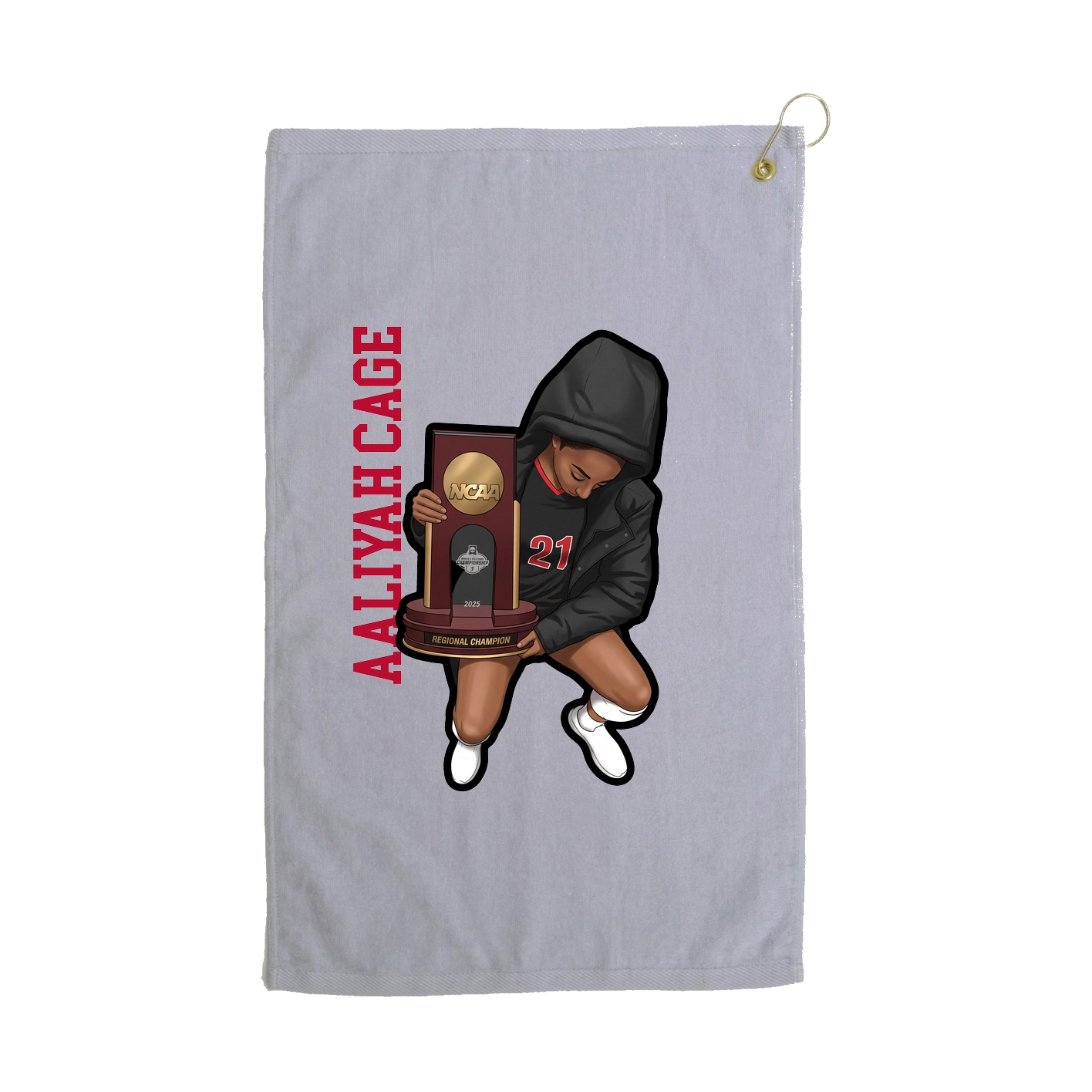 Golf Towel — Name Vertical in Grey
