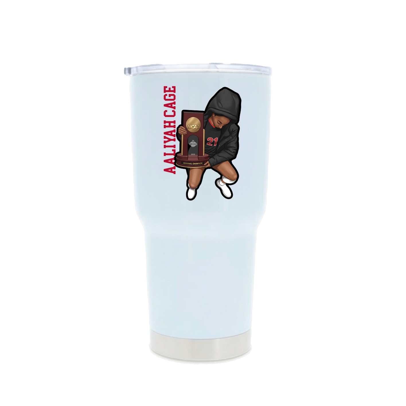 30oz Stainless Steel Tumbler — Name Vertical in White