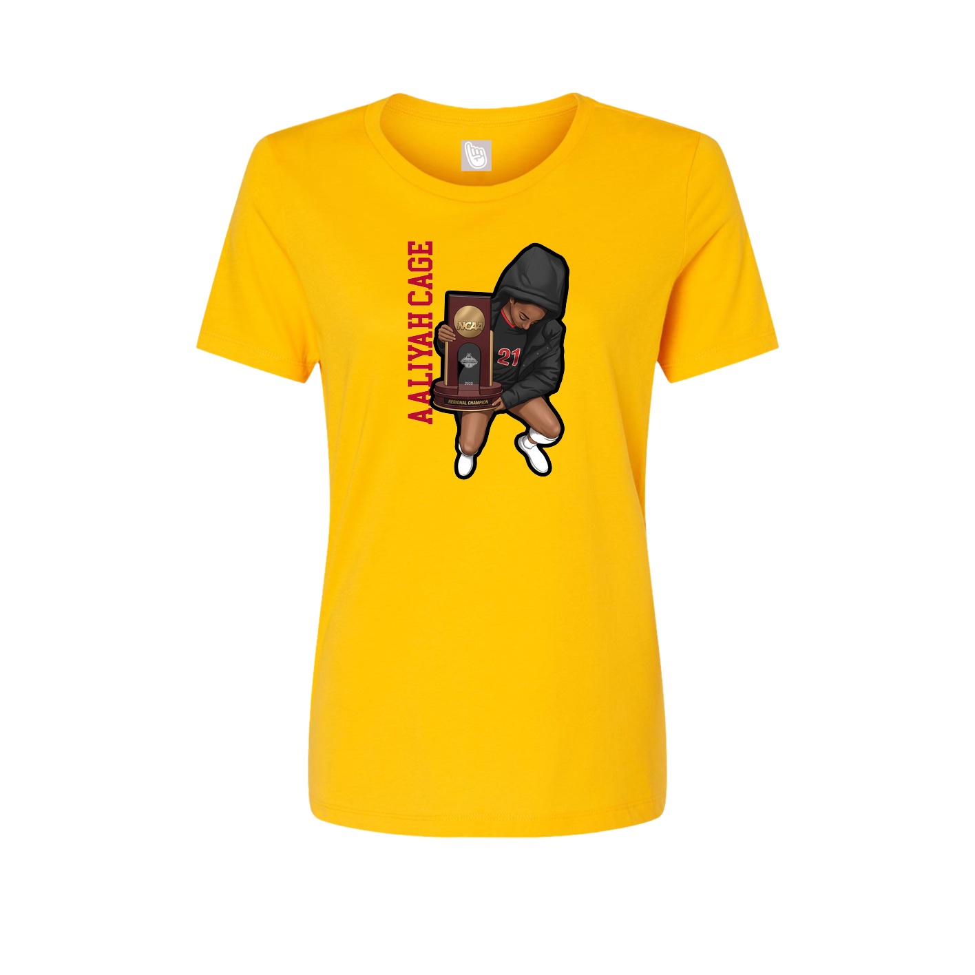 Fitted Women's Tee — Name Vertical in Gold