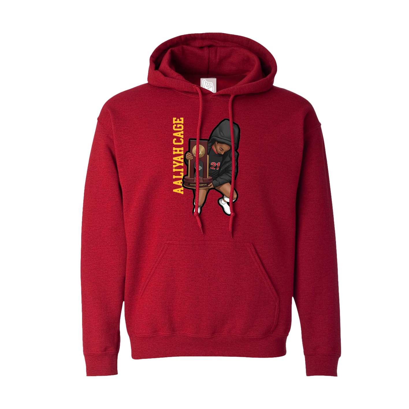 Hoodie — Name Vertical in Crimson
