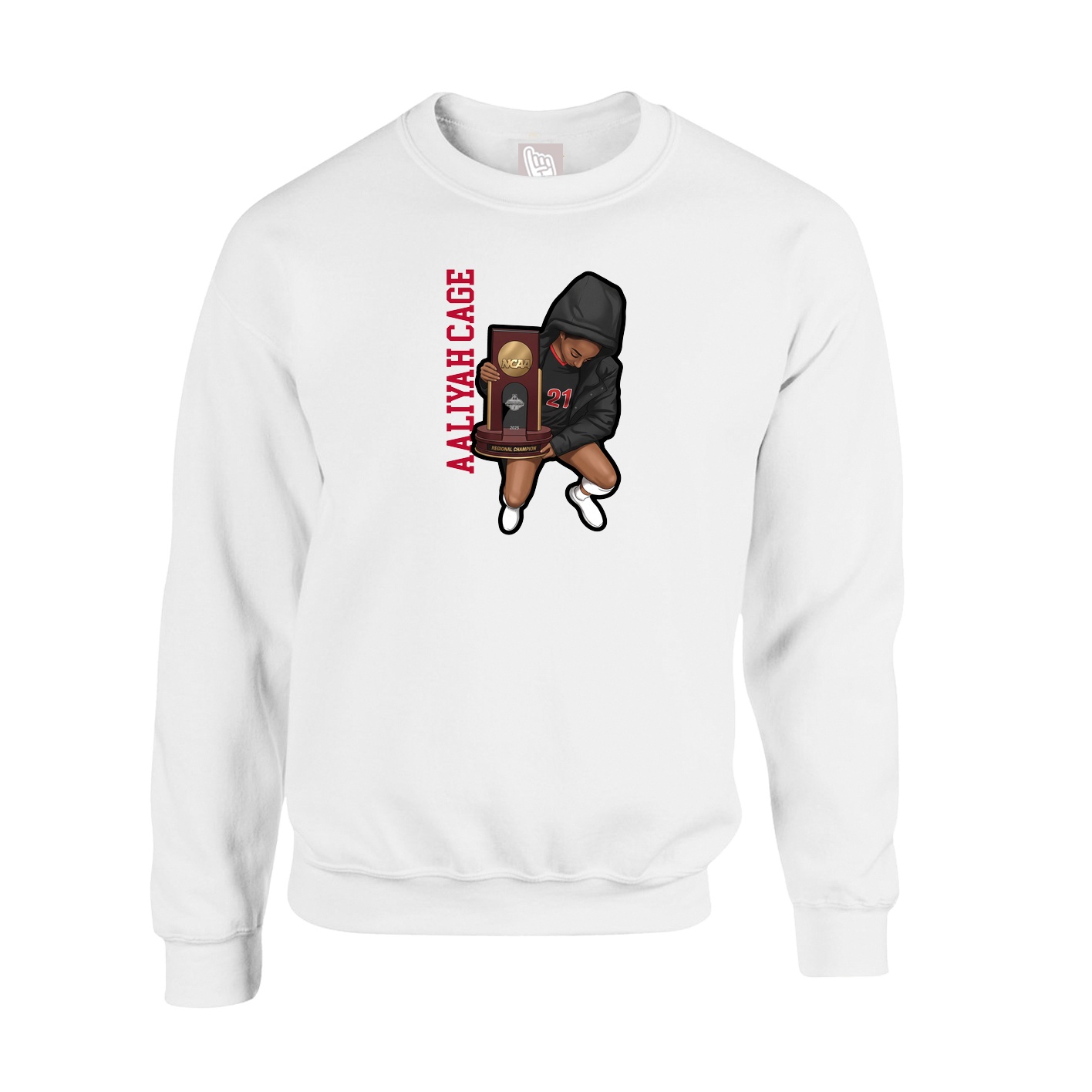 Fleece Crew — Name Vertical in White