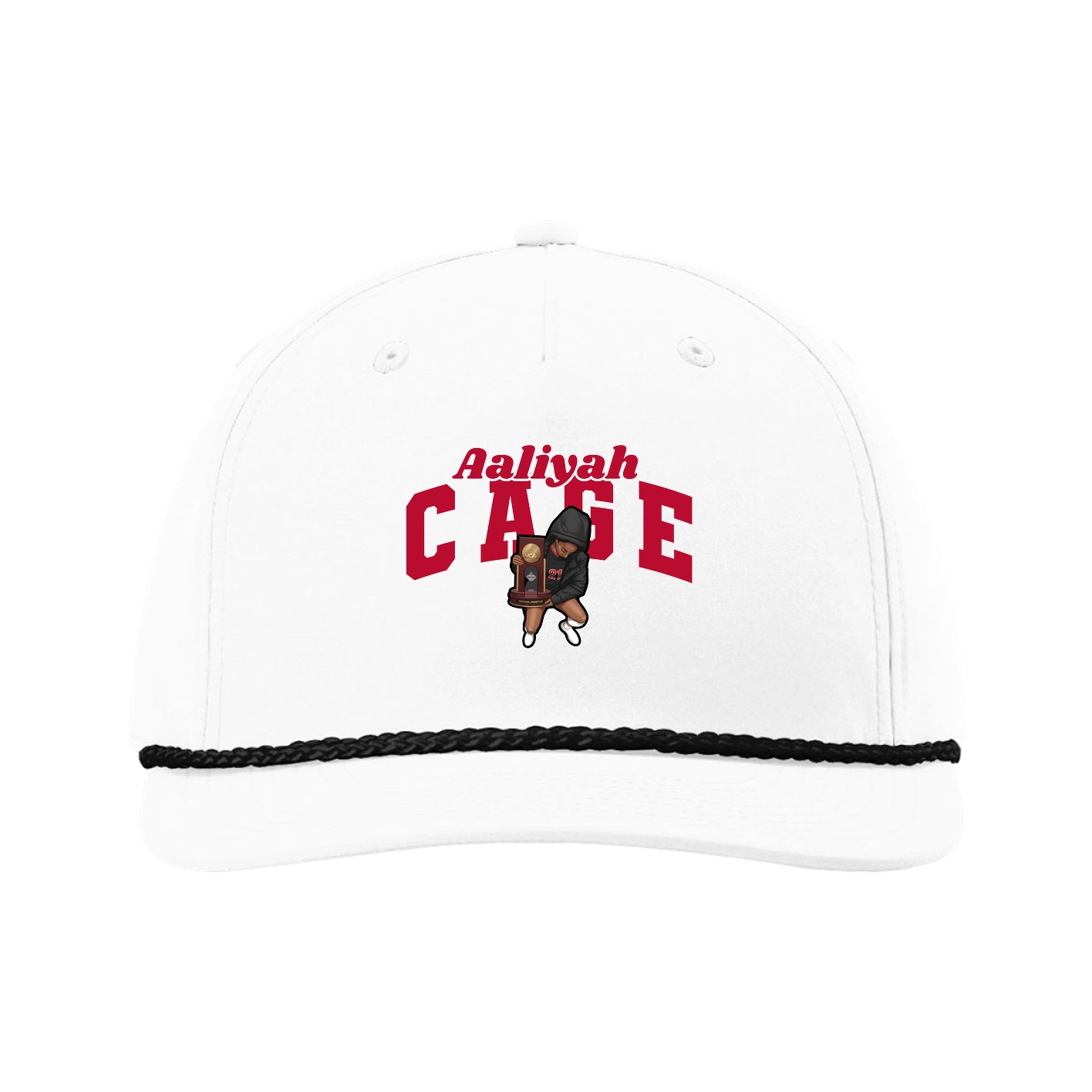 Five-Panel Classic Rope Cap — Signature Arch in White