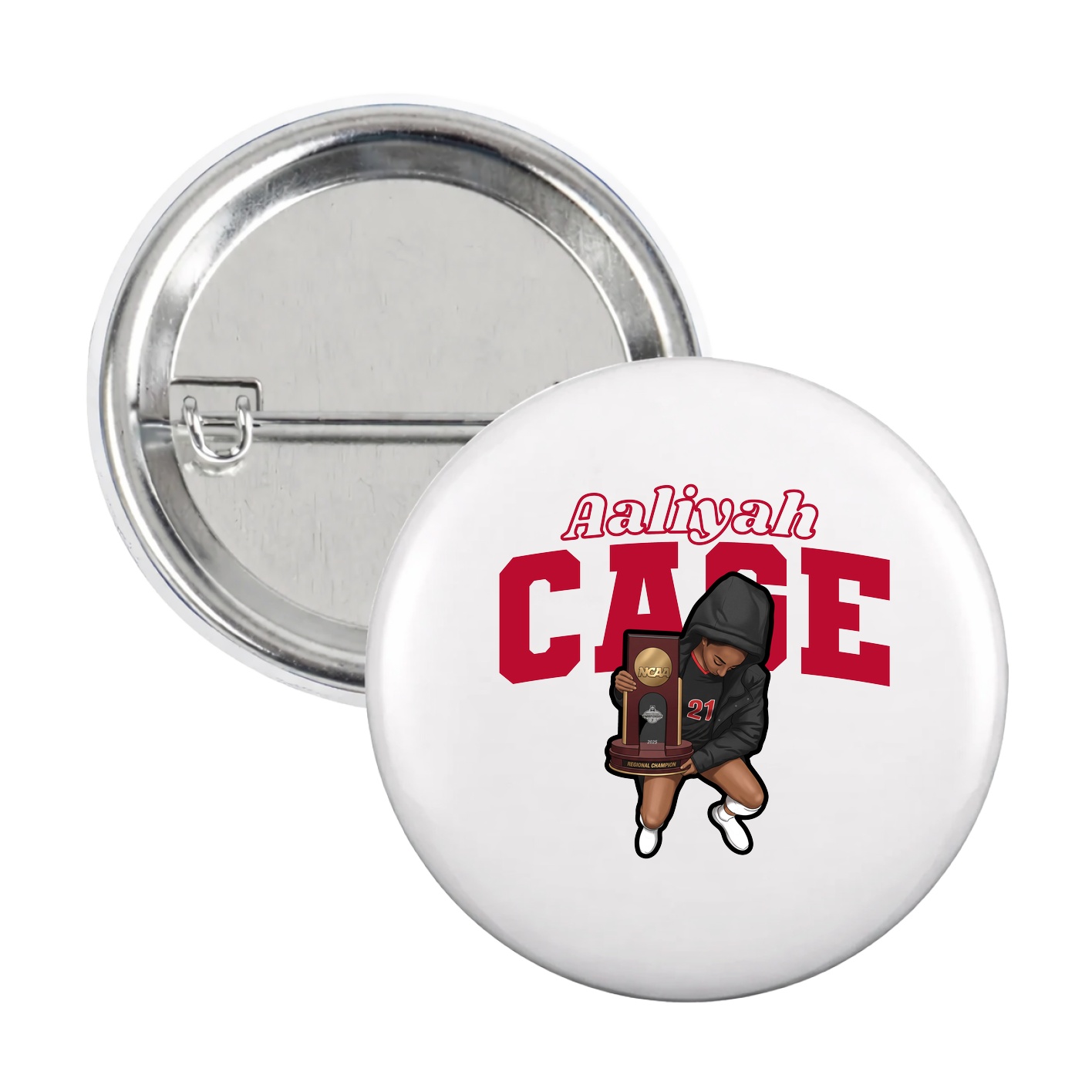 Game Day Button — Name Arch in White