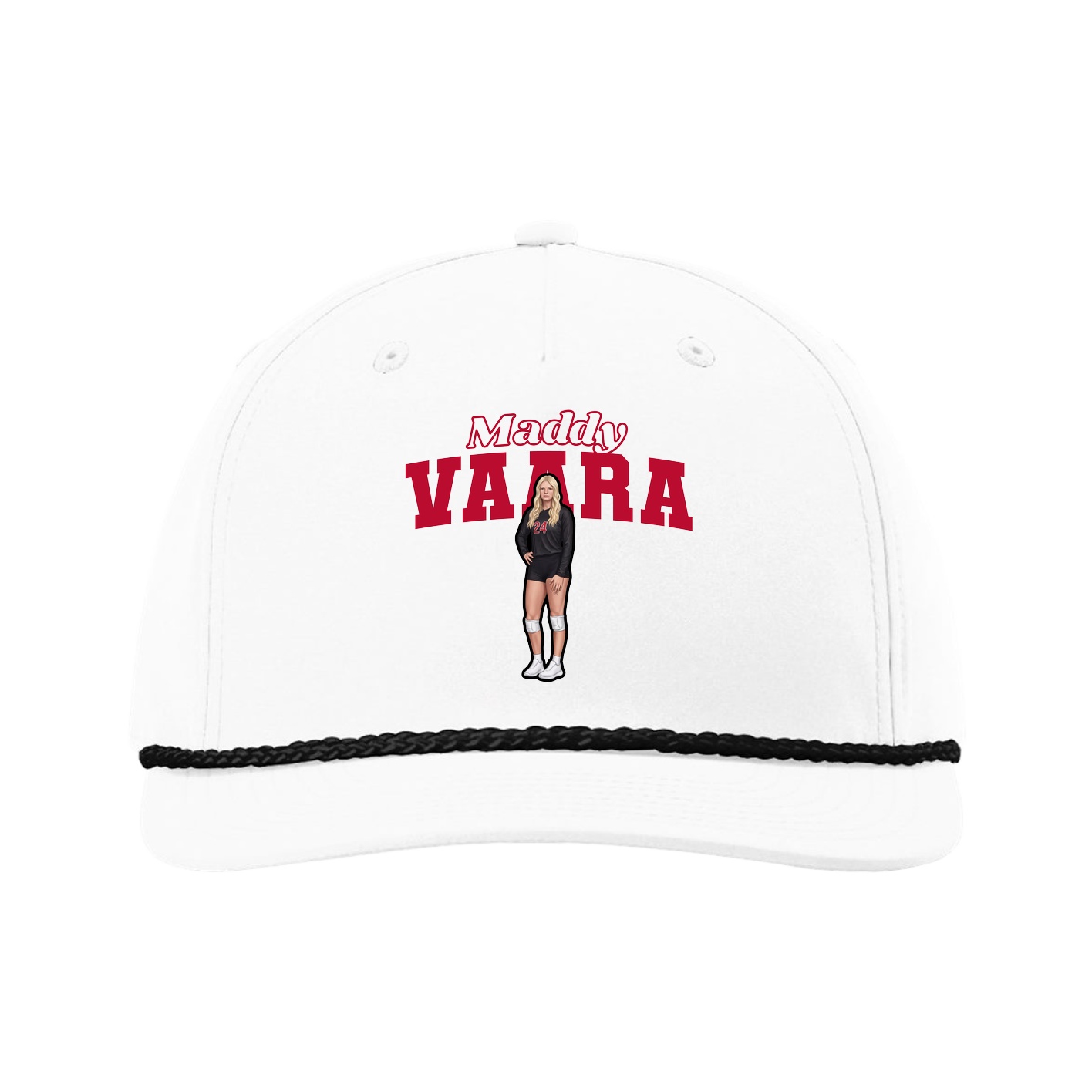 Five-Panel Classic Rope Cap — Name Arch in White