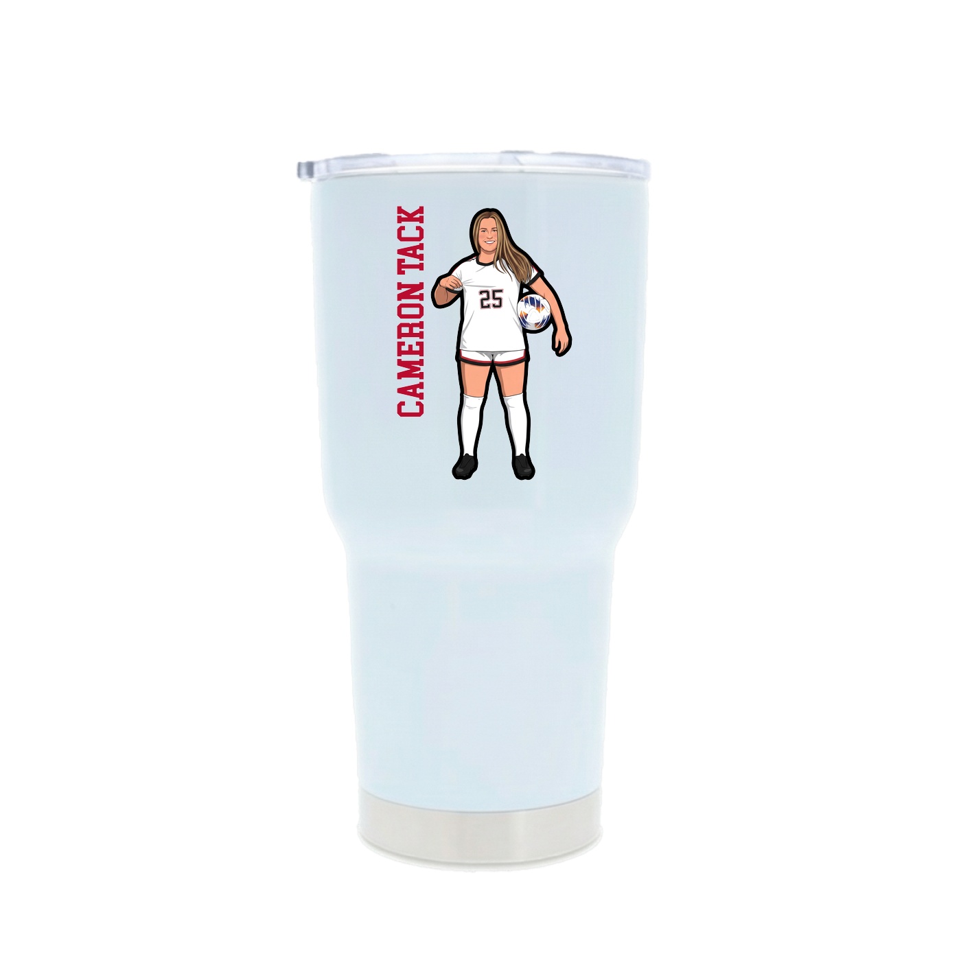 30oz Stainless Steel Tumbler — Name Vertical in White