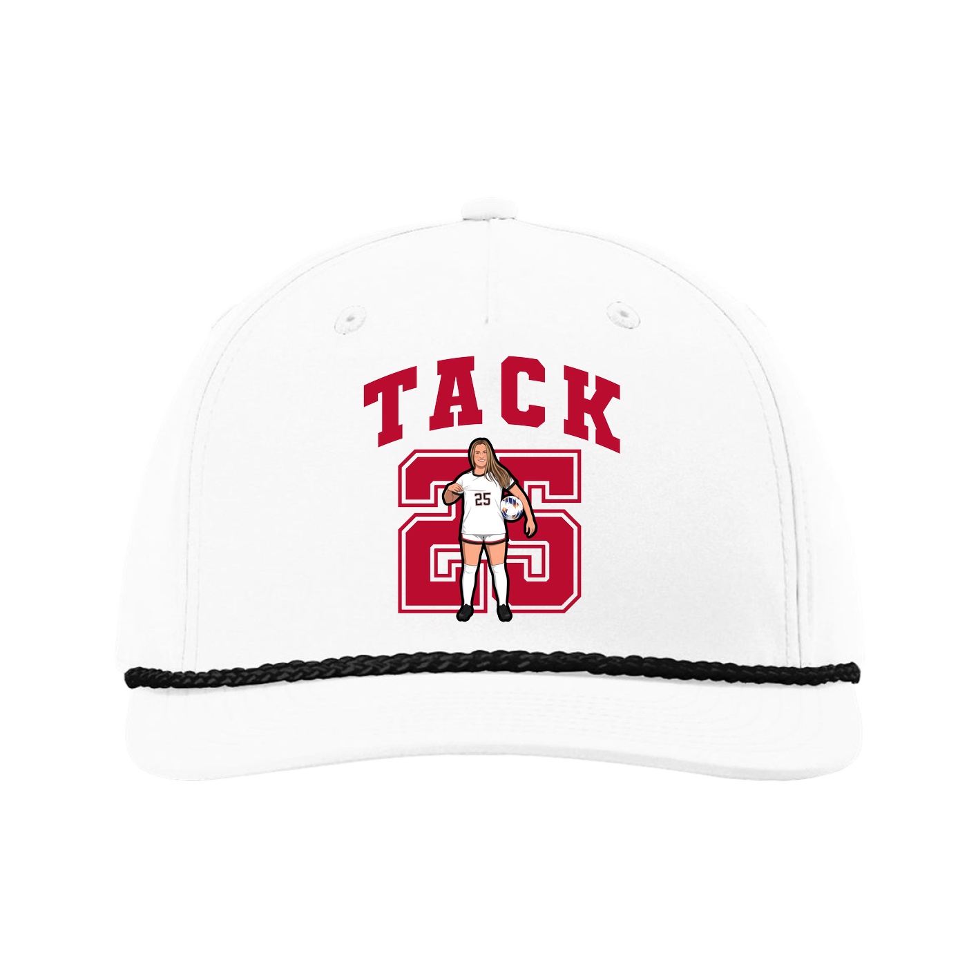 Five-Panel Classic Rope Cap — Number in White