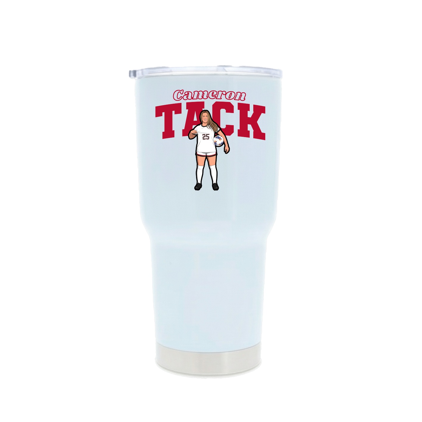 30oz Stainless Steel Tumbler — Name Arch in White