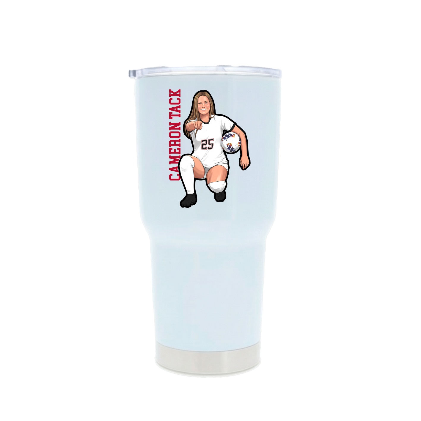 30oz Stainless Steel Tumbler — Name Vertical in White