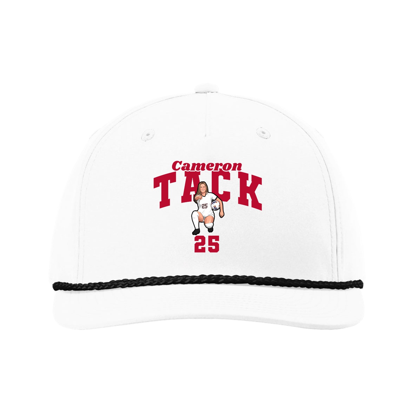 Five-Panel Classic Rope Cap — Signature Arch in White