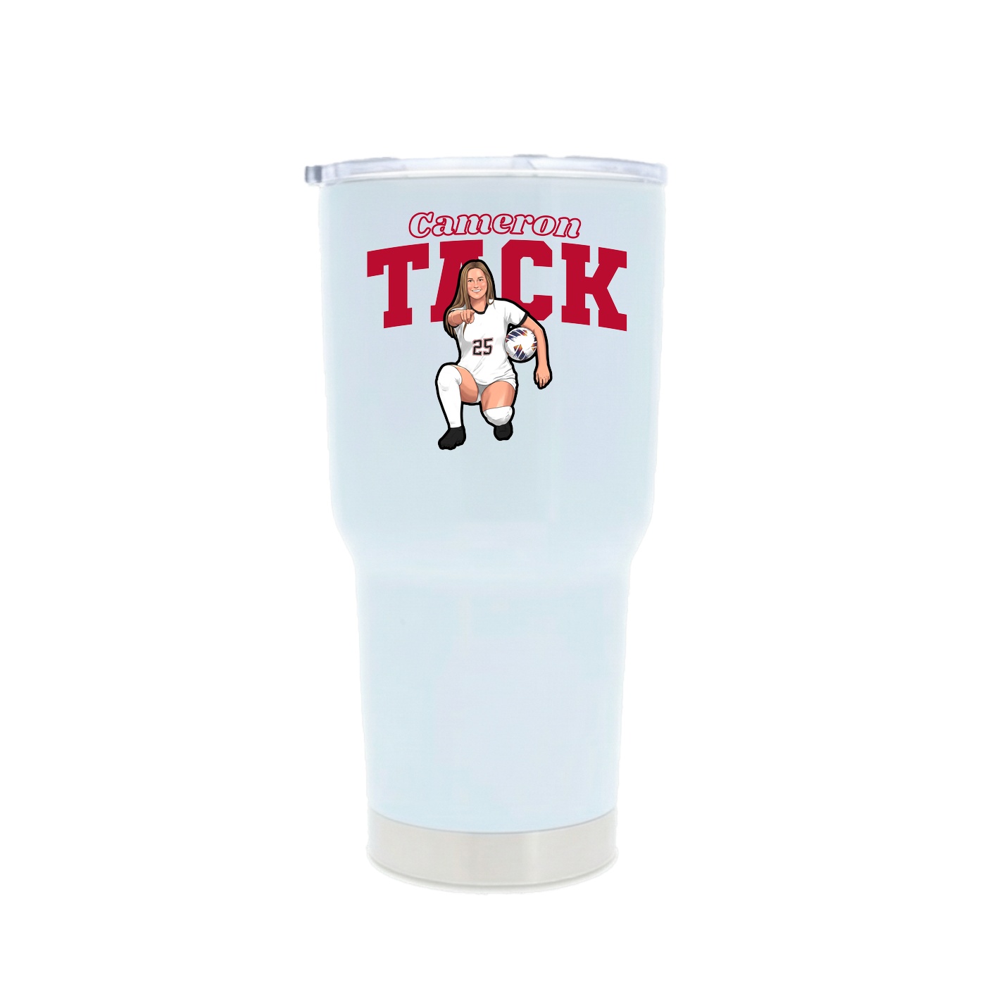 30oz Stainless Steel Tumbler — Name Arch in White