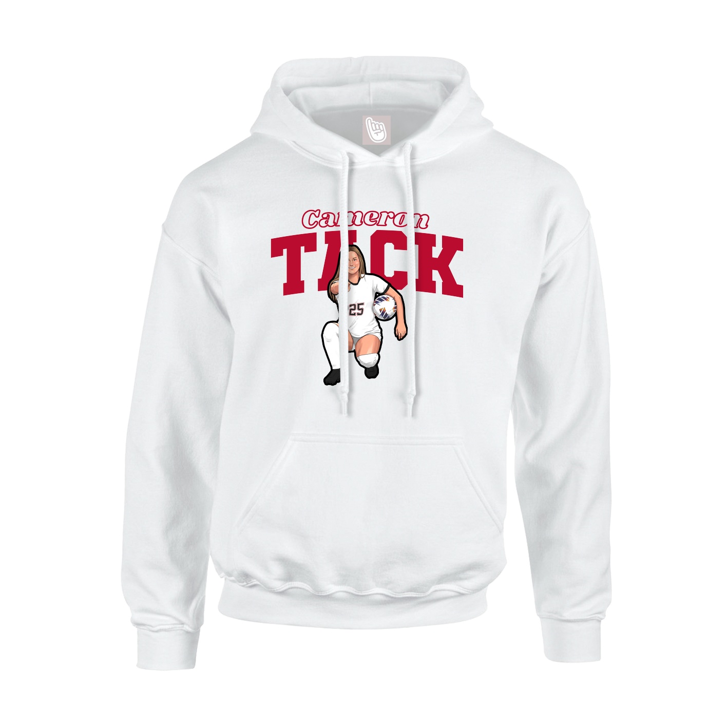 Youth Hoodie — Name Arch in White