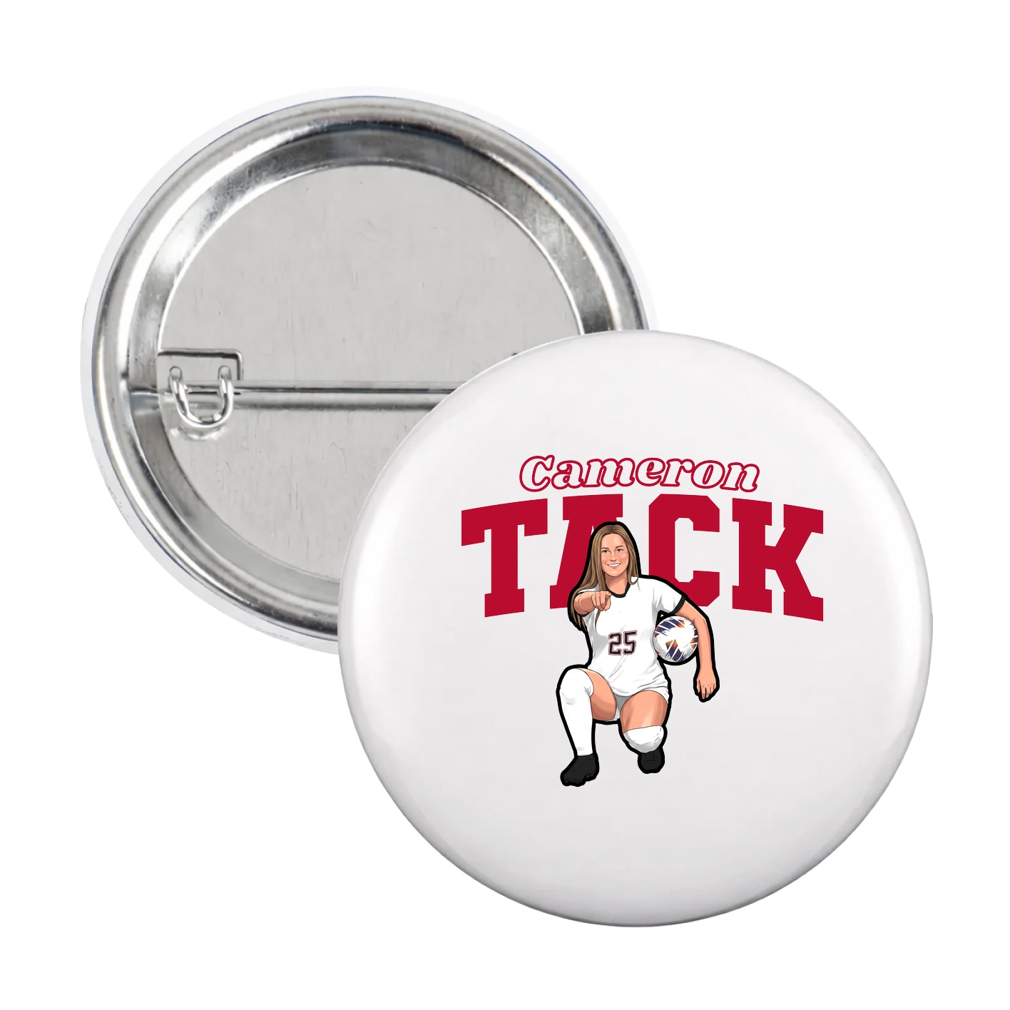 Game Day Button — Name Arch in White