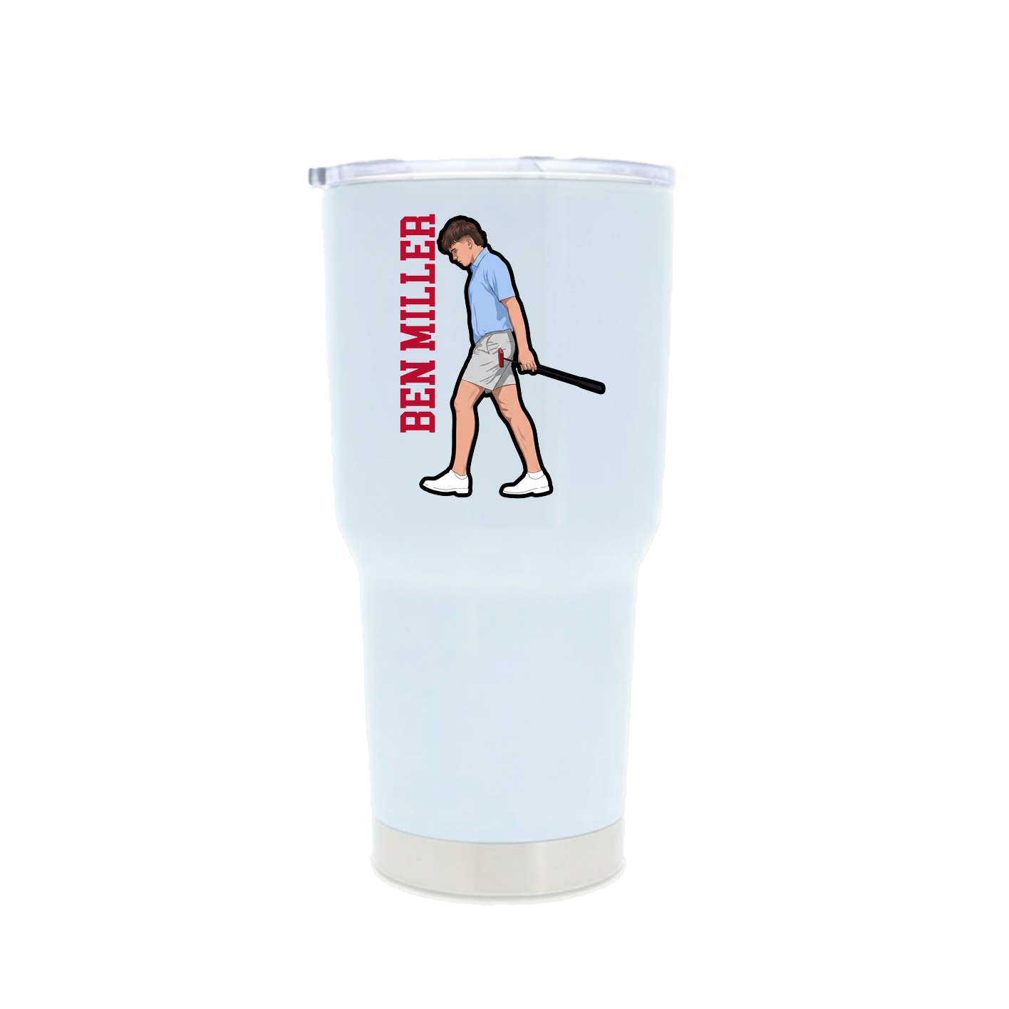 30oz Stainless Steel Tumbler — Name Vertical in White