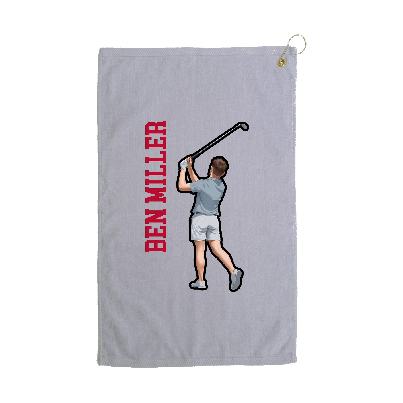 Golf Towel — Name Vertical in Grey
