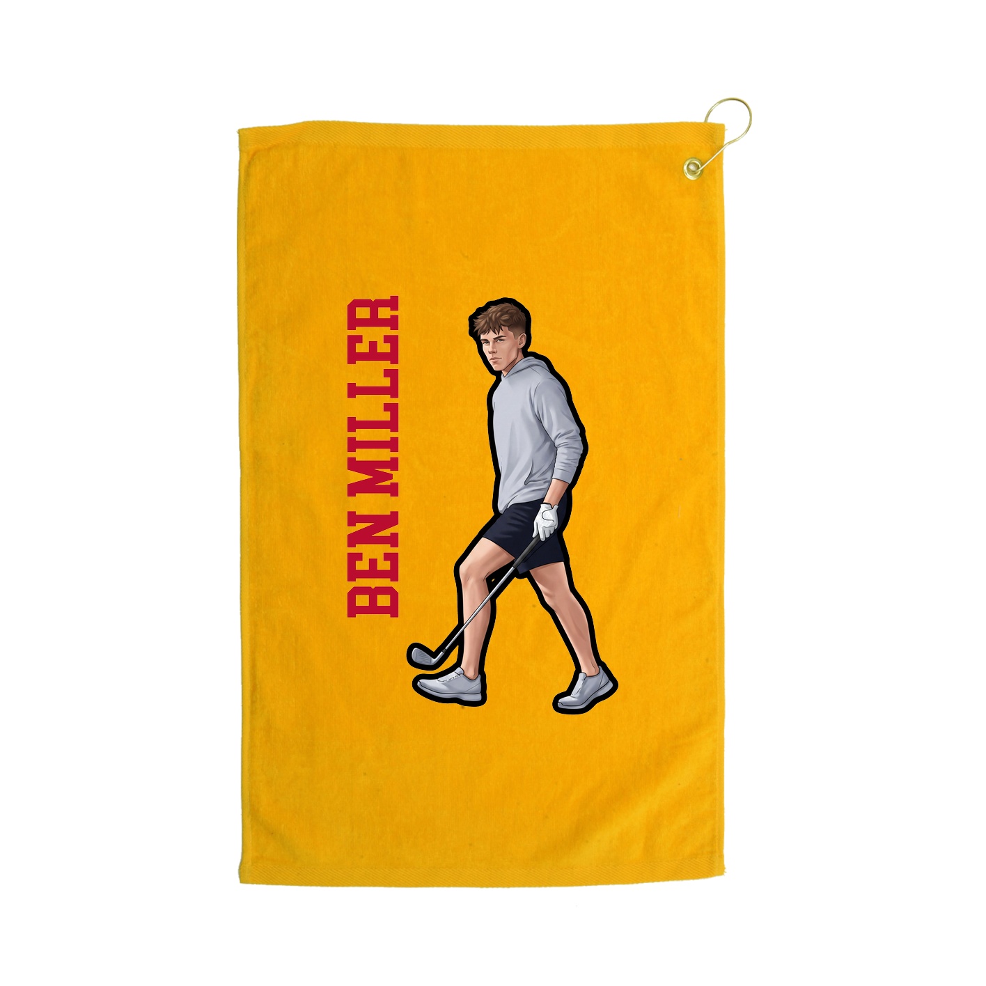 Golf Towel — Name Vertical in Gold
