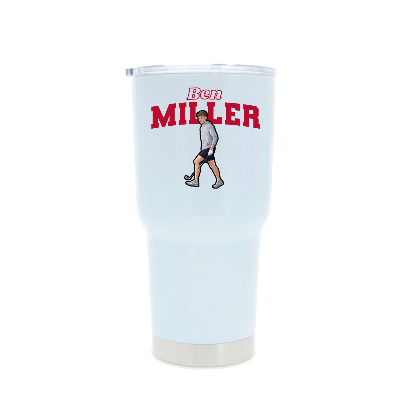 30oz Stainless Steel Tumbler — Name Arch in White