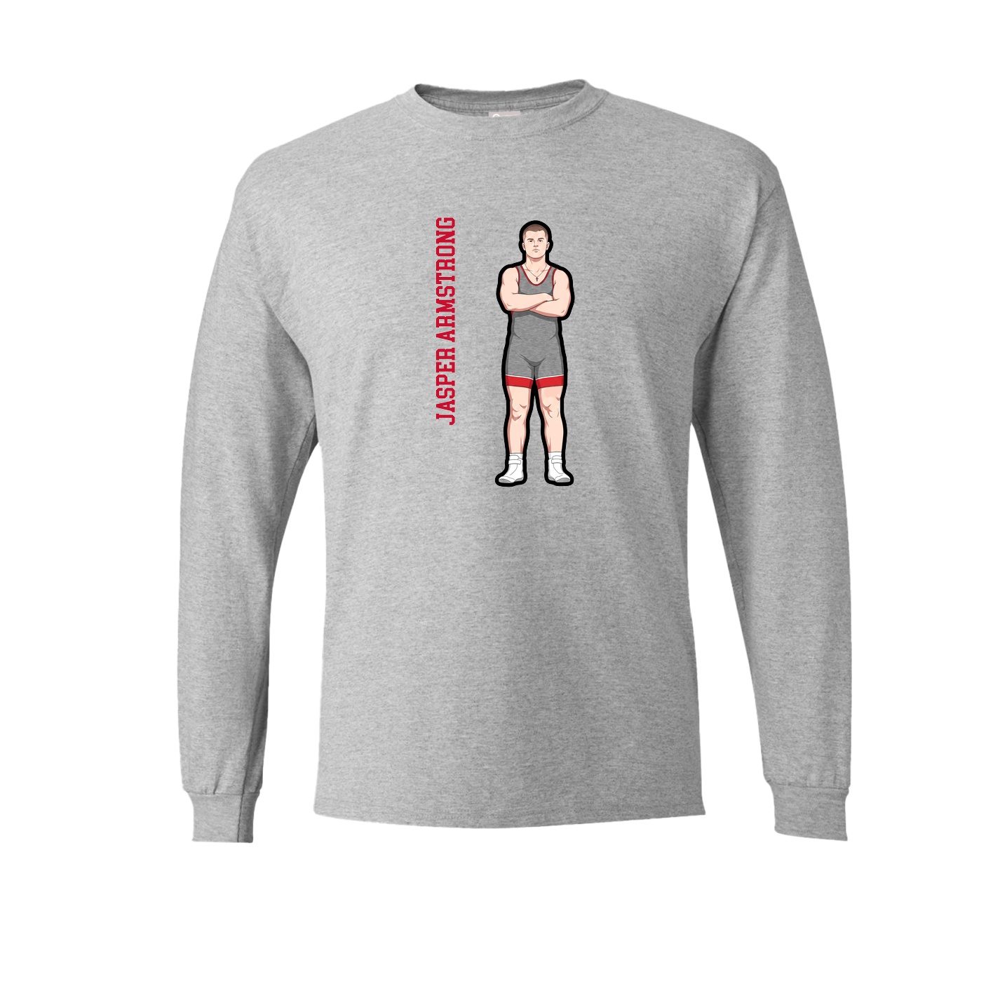 Long Sleeve Tee — Name Vertical in Grey