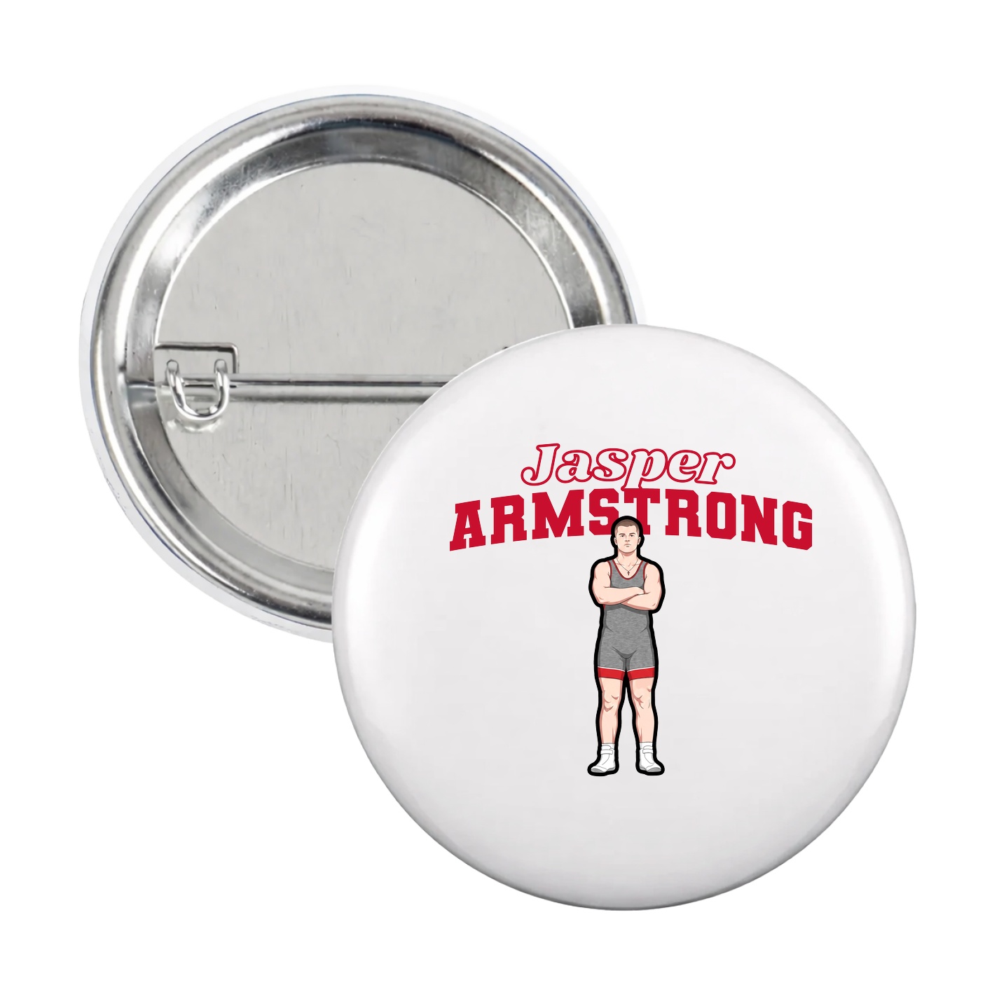 Game Day Button — Name Arch in White