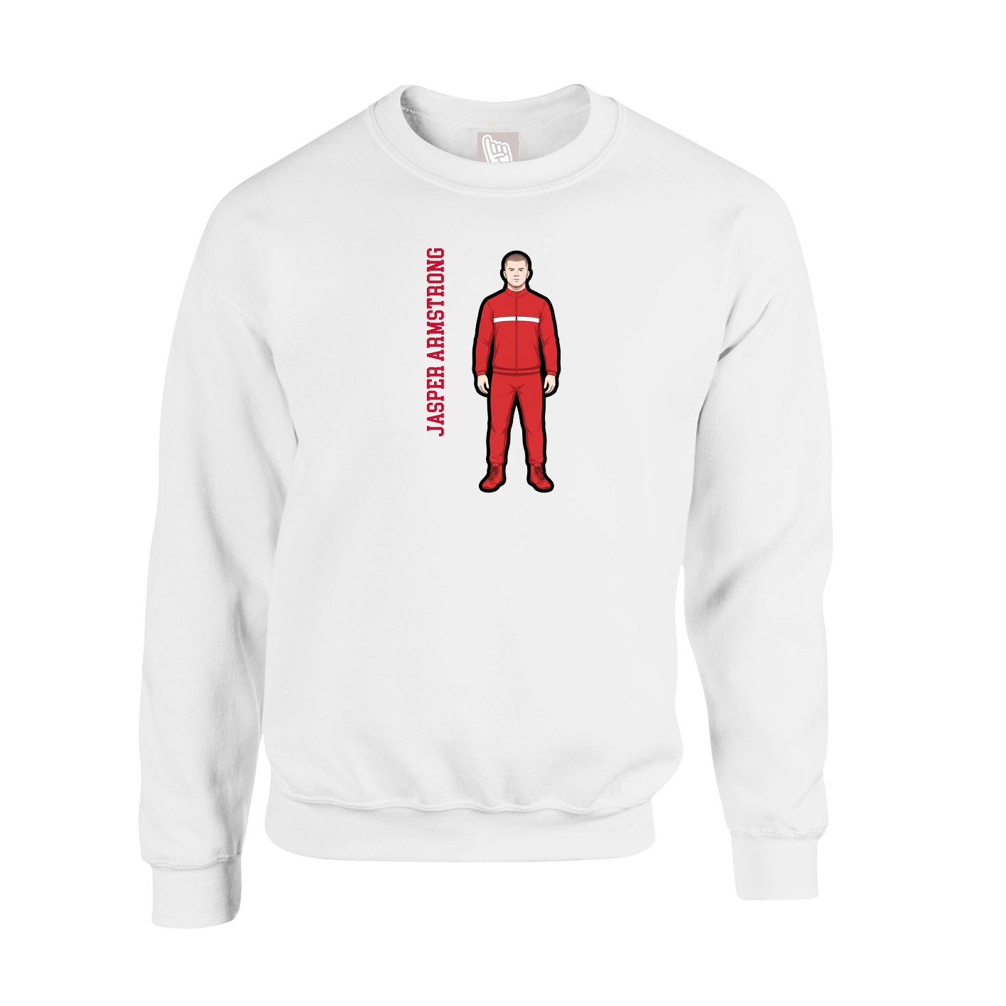 Fleece Crew — Name Vertical in White