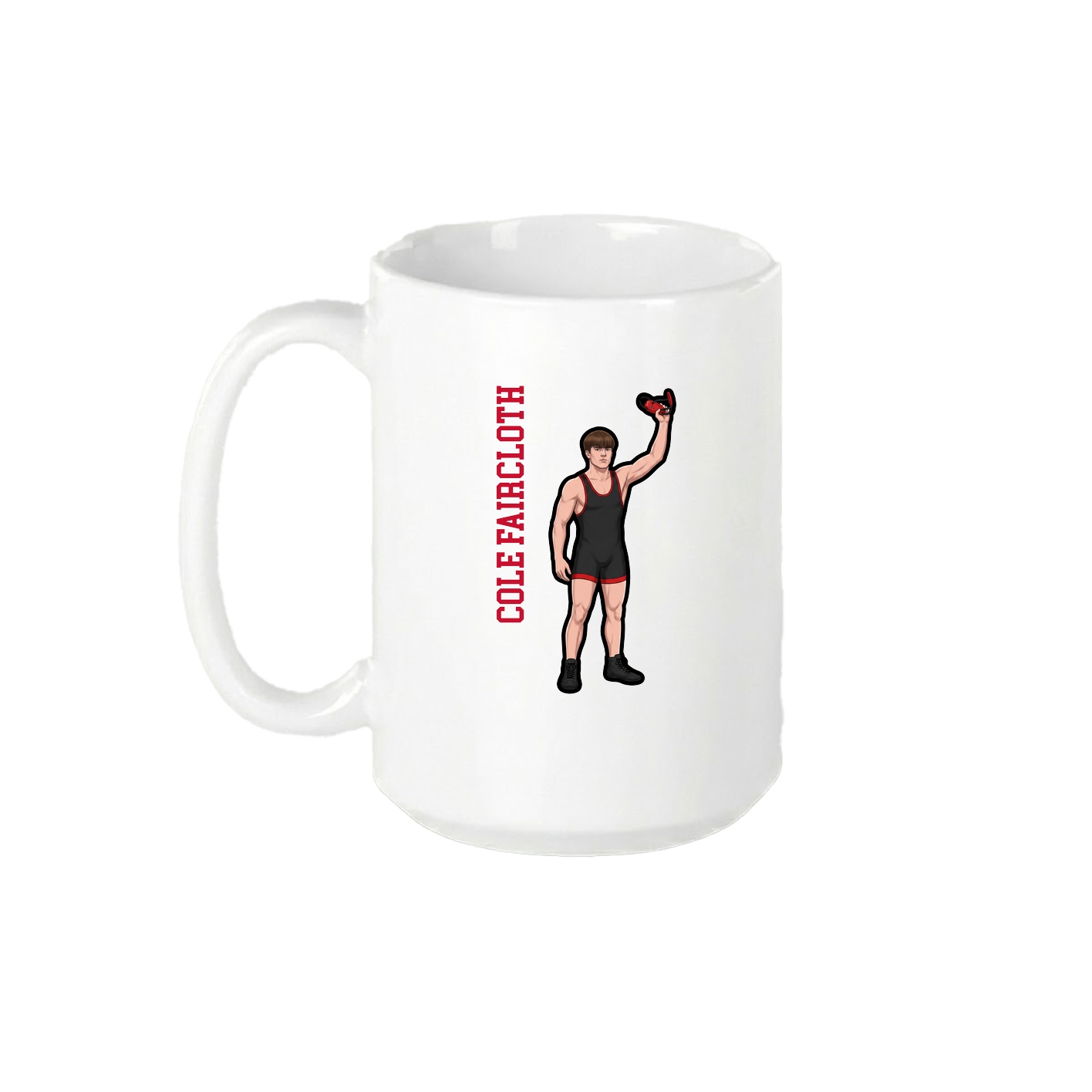 15oz Coffee Mug — Name Vertical in White