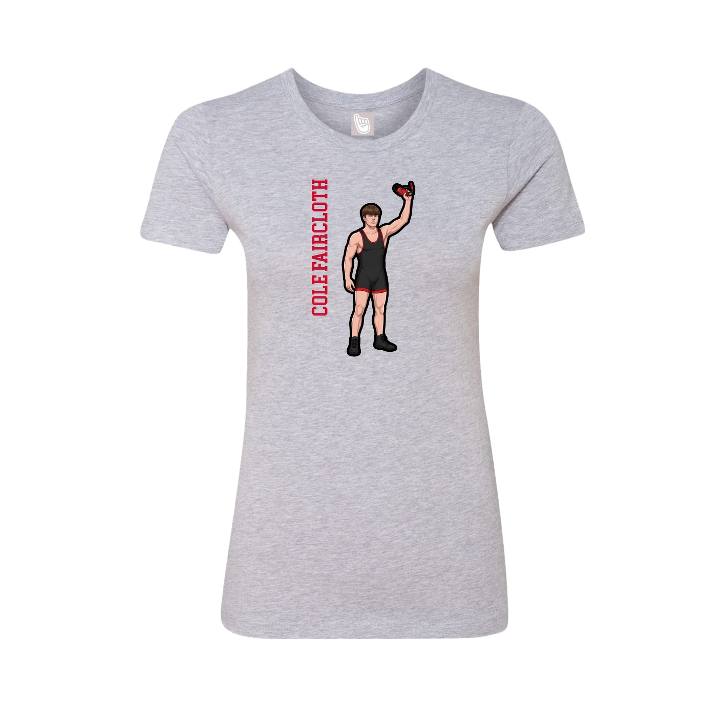 Fitted Women's Tee — Name Vertical in Grey