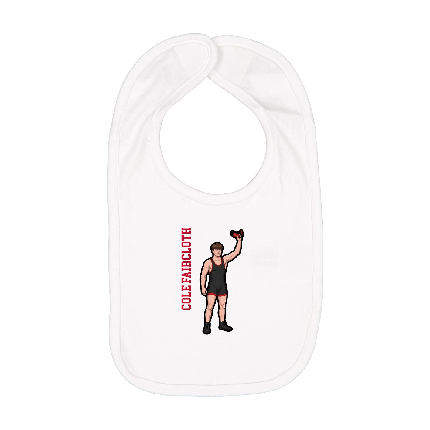 Infant Bib — Name Vertical in White