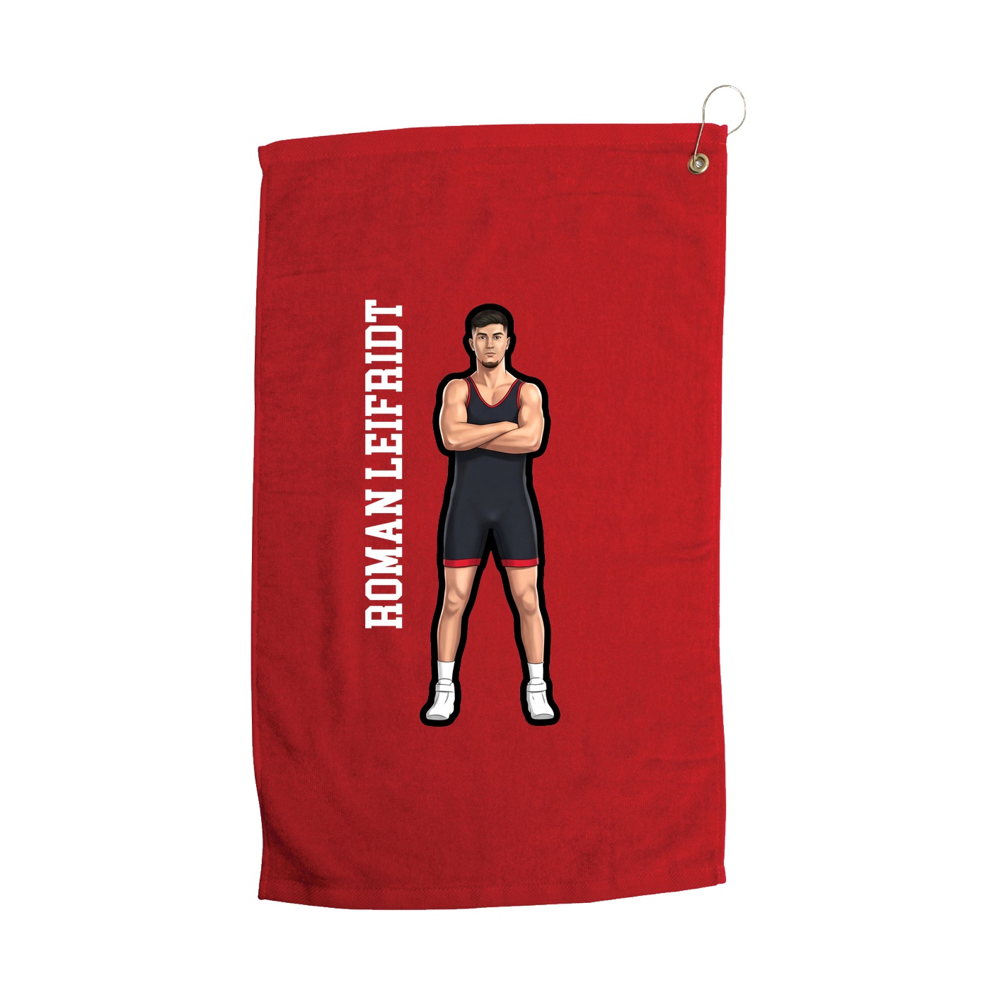 Golf Towel — Name Vertical in Red