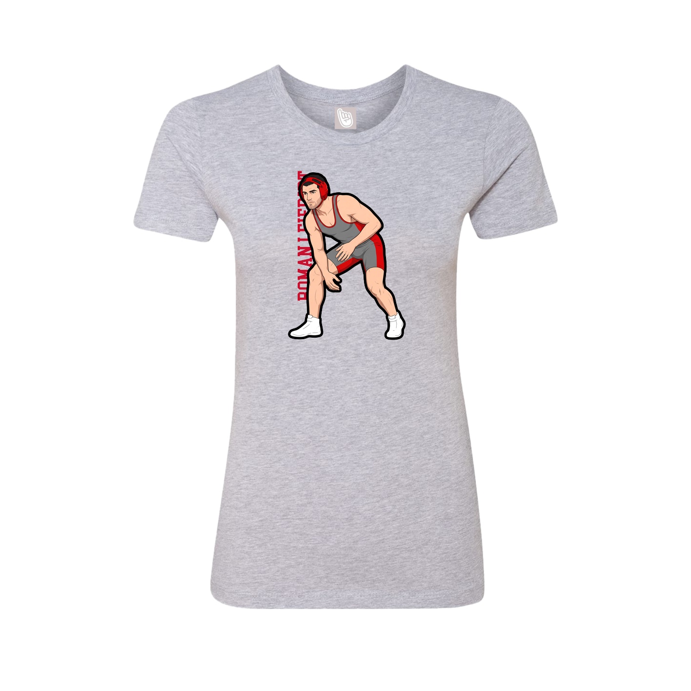 Fitted Women's Tee — Name Vertical in Grey