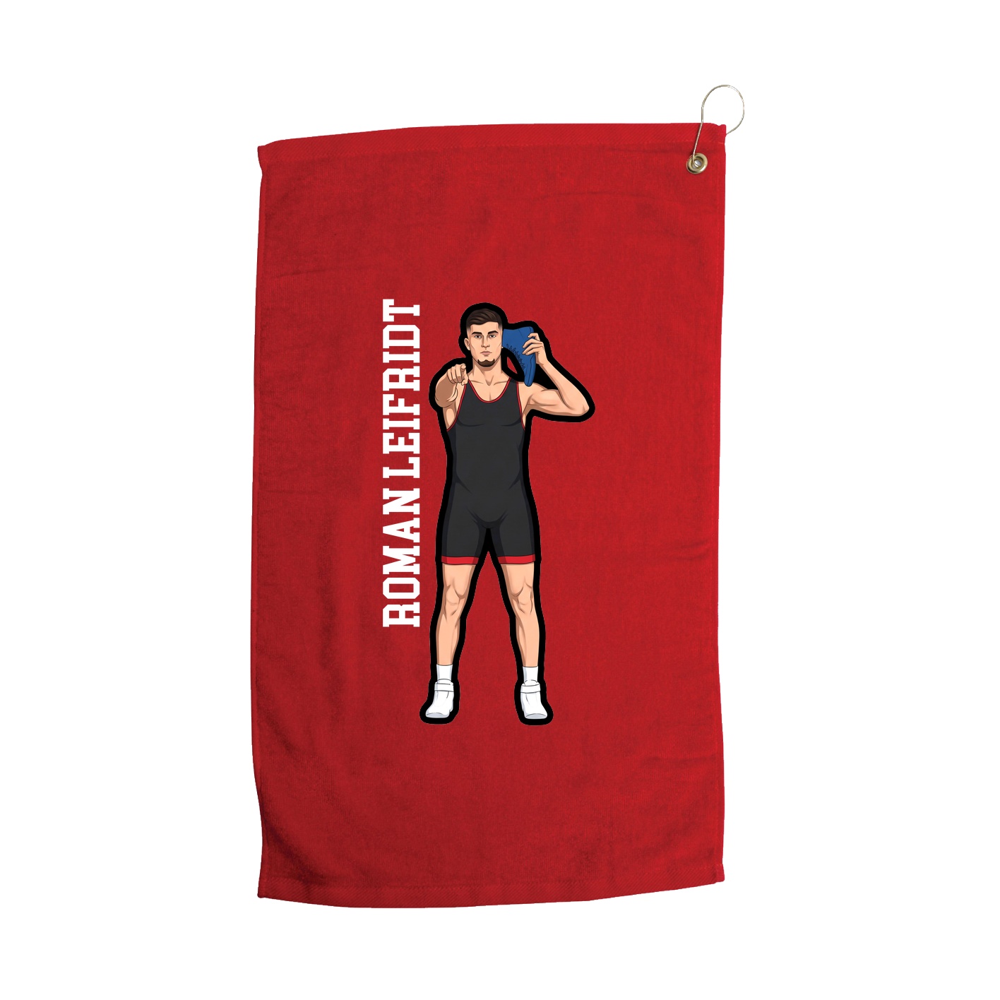 Golf Towel — Name Vertical in Red