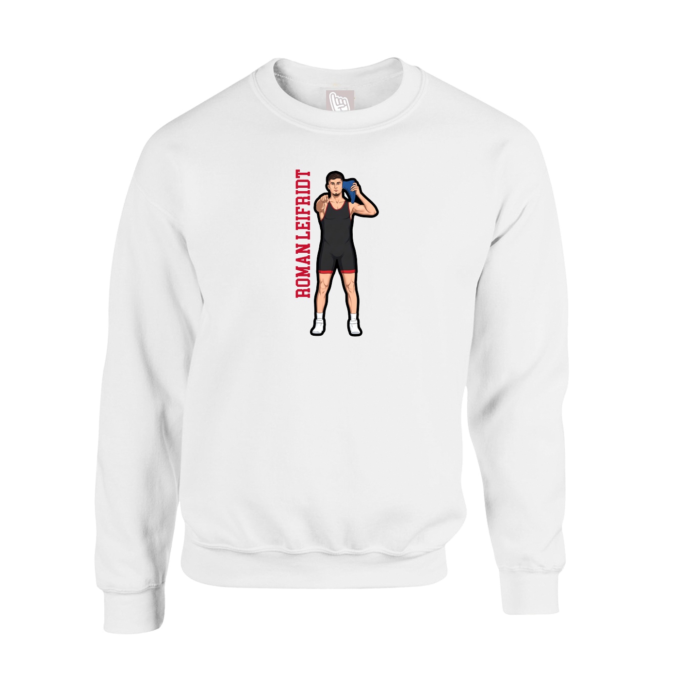Fleece Crew — Name Vertical in White