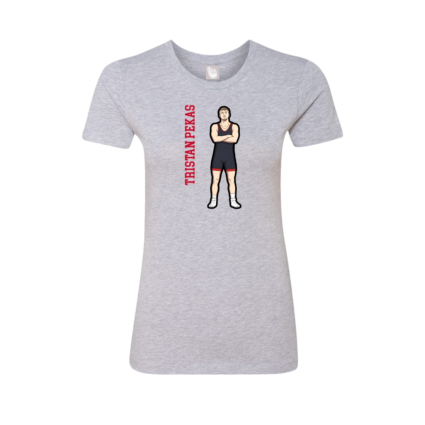 Womens Tee — Name Vertical in Grey